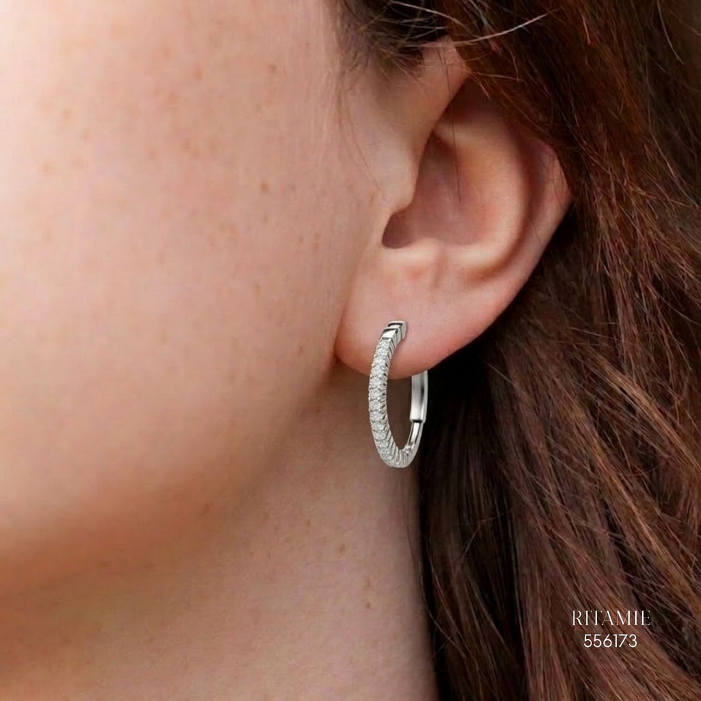 The Stellar Hoop Silver Moissanite Earrings 556173