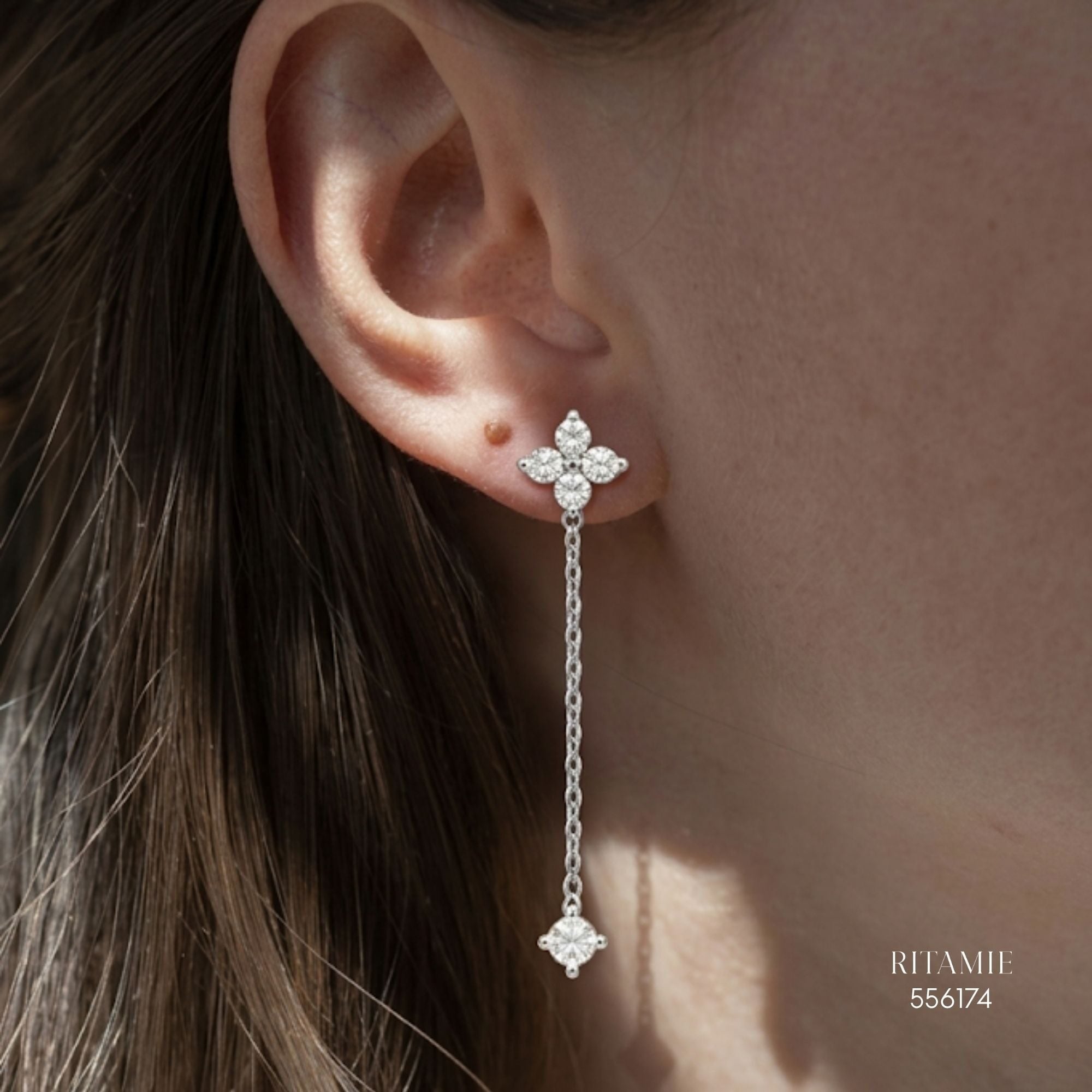 The Lucky Whisper Silver Moissanite Earrings 556174