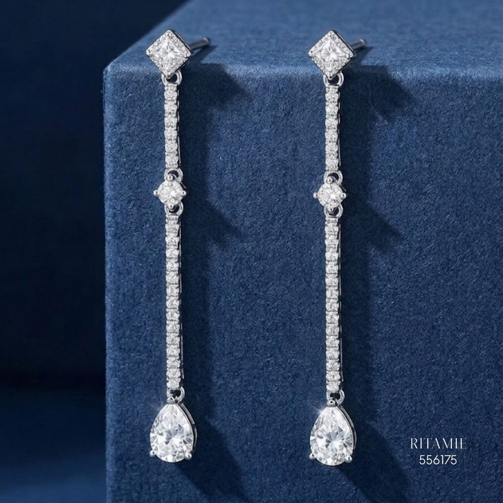 The Celestial Drop Silver Moissanite Earrings 556175