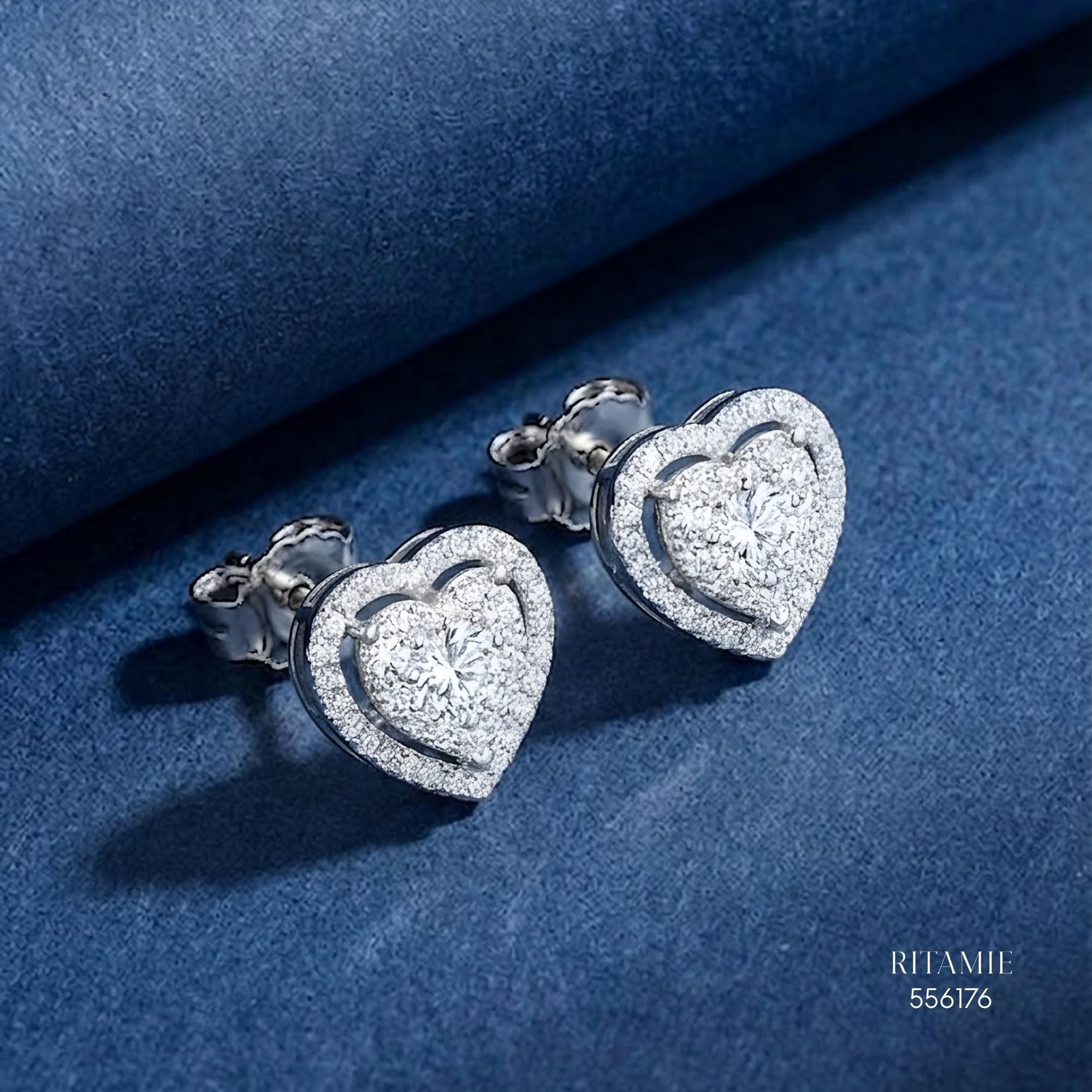 The Sweetheart Halo Silver Moissanite Studs 556176