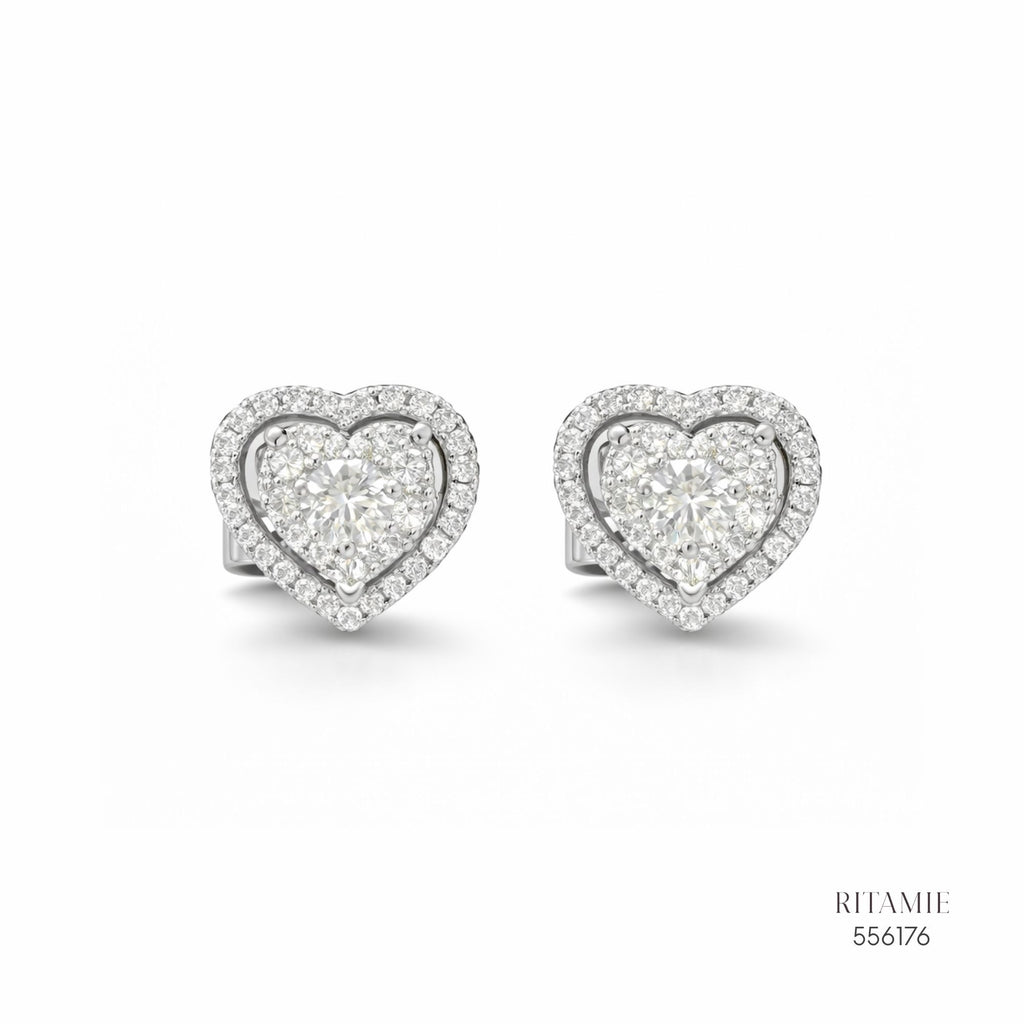 The Sweetheart Halo Silver Moissanite Studs 556176