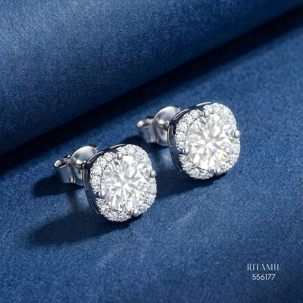 The Royal Cushion Silver Moissanite Studs 556177