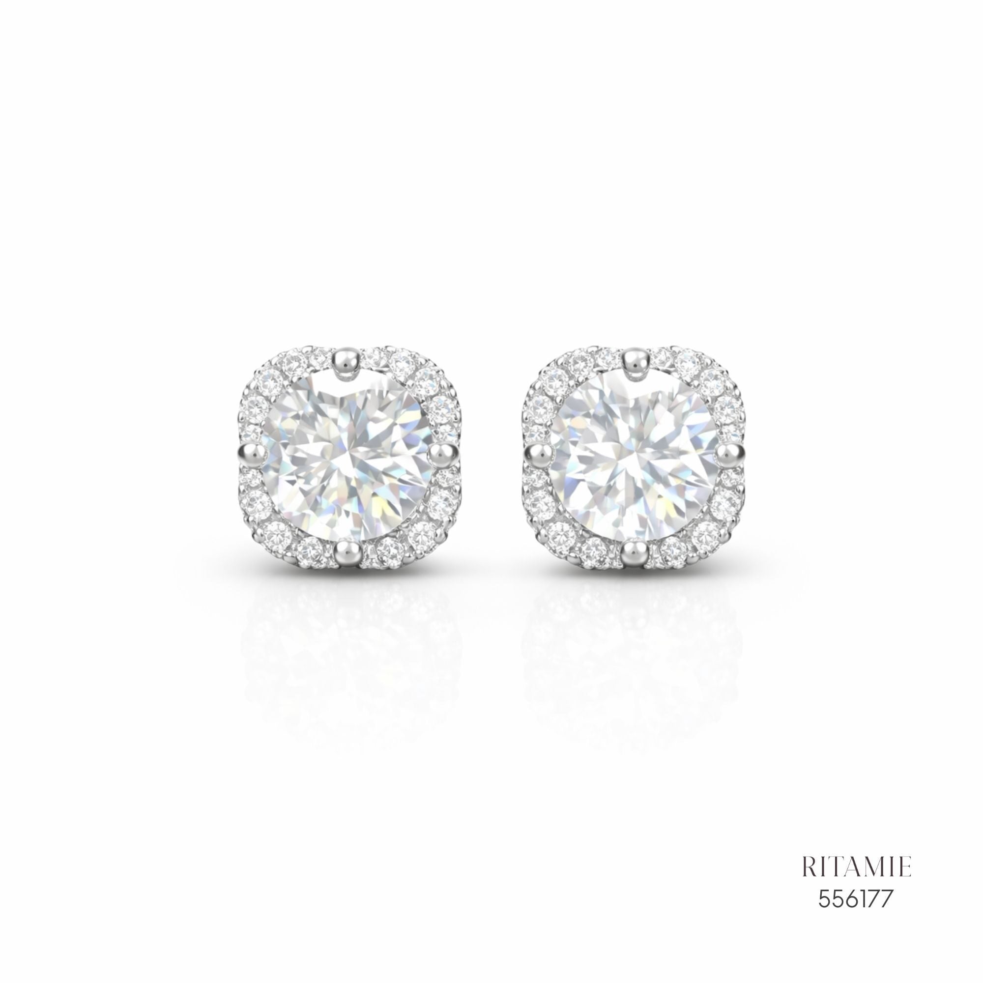 The Royal Cushion Silver Moissanite Studs 556177