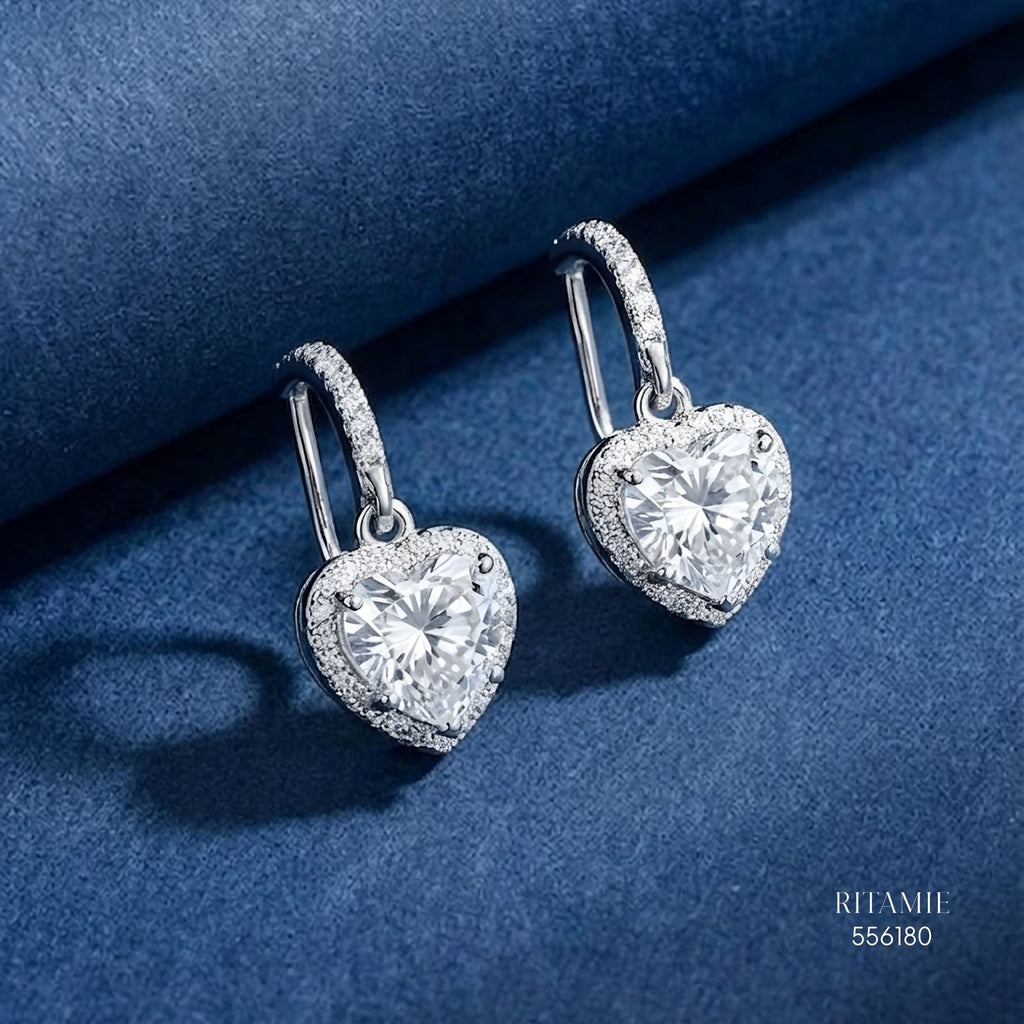 The Eternal Heart Silver Moissanite Earrings 556180