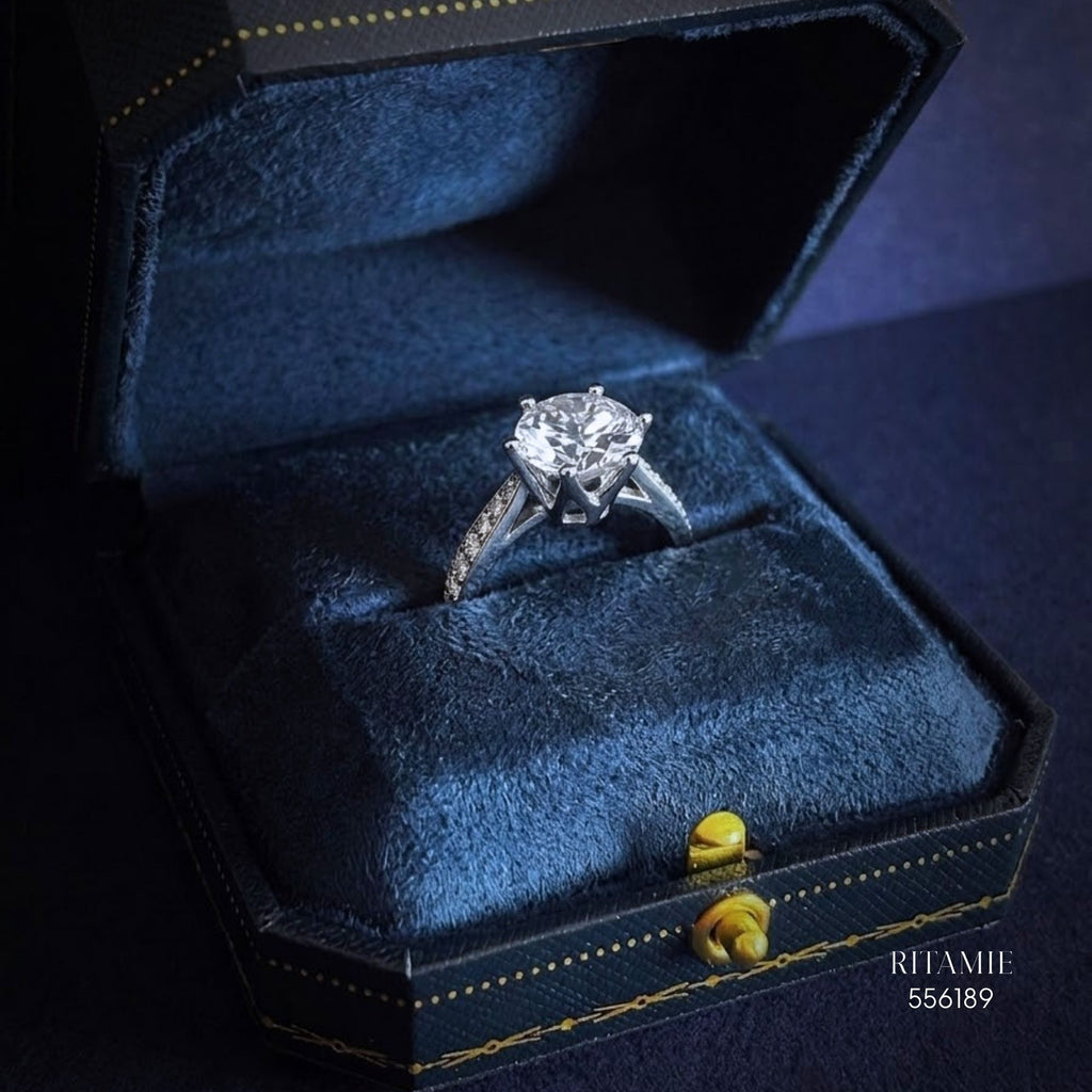 Classic Six-Prong Pav? Moissanite Ring 556189