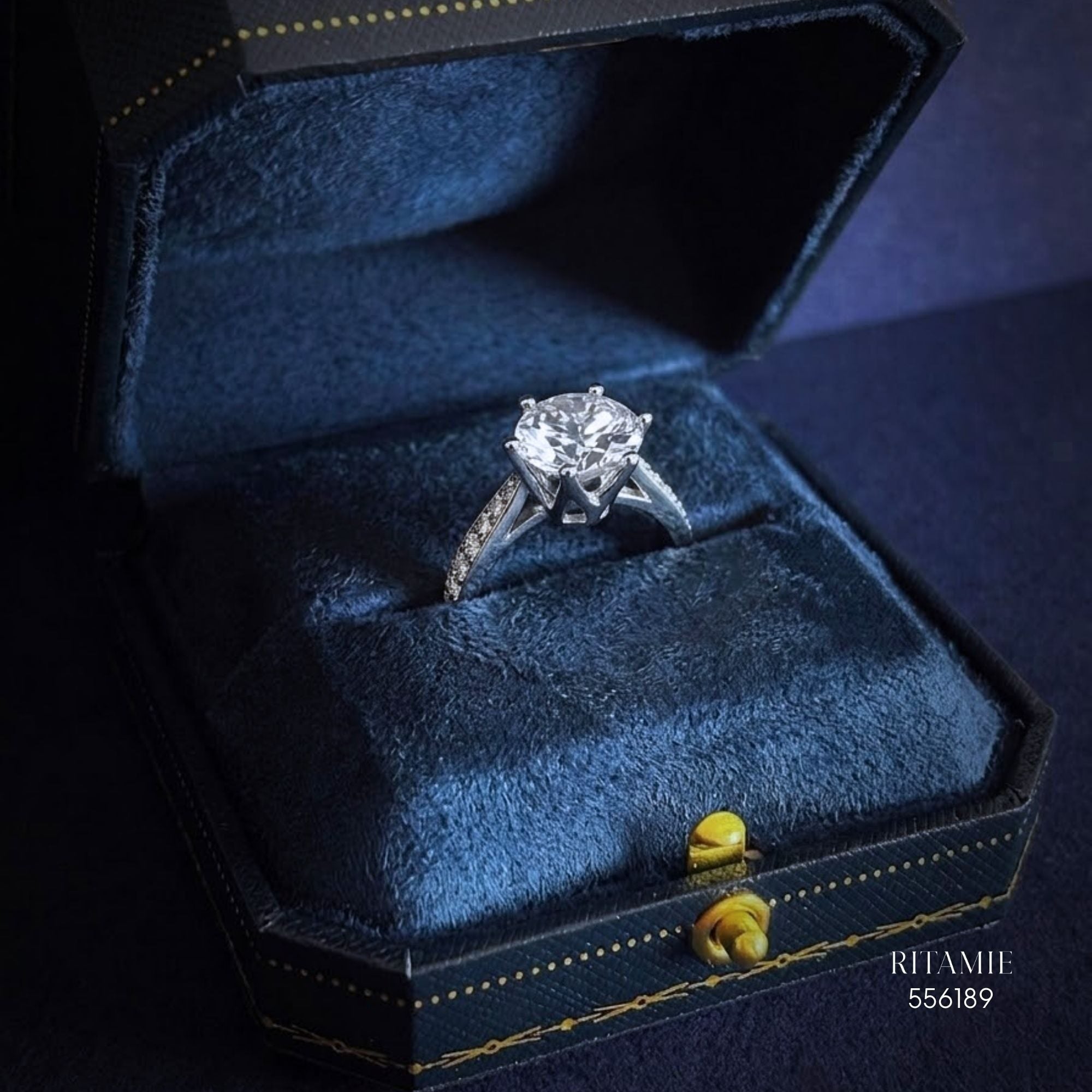 Classic Six-Prong Pav? Moissanite Ring 556189