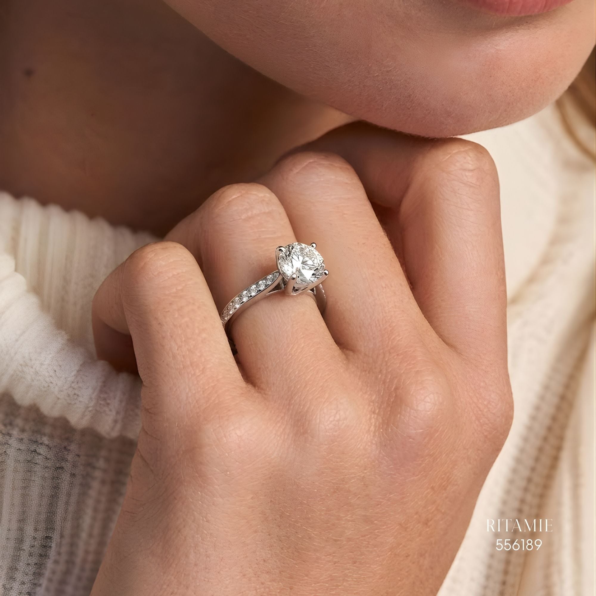 Classic Six-Prong Pav? Moissanite Ring 556189