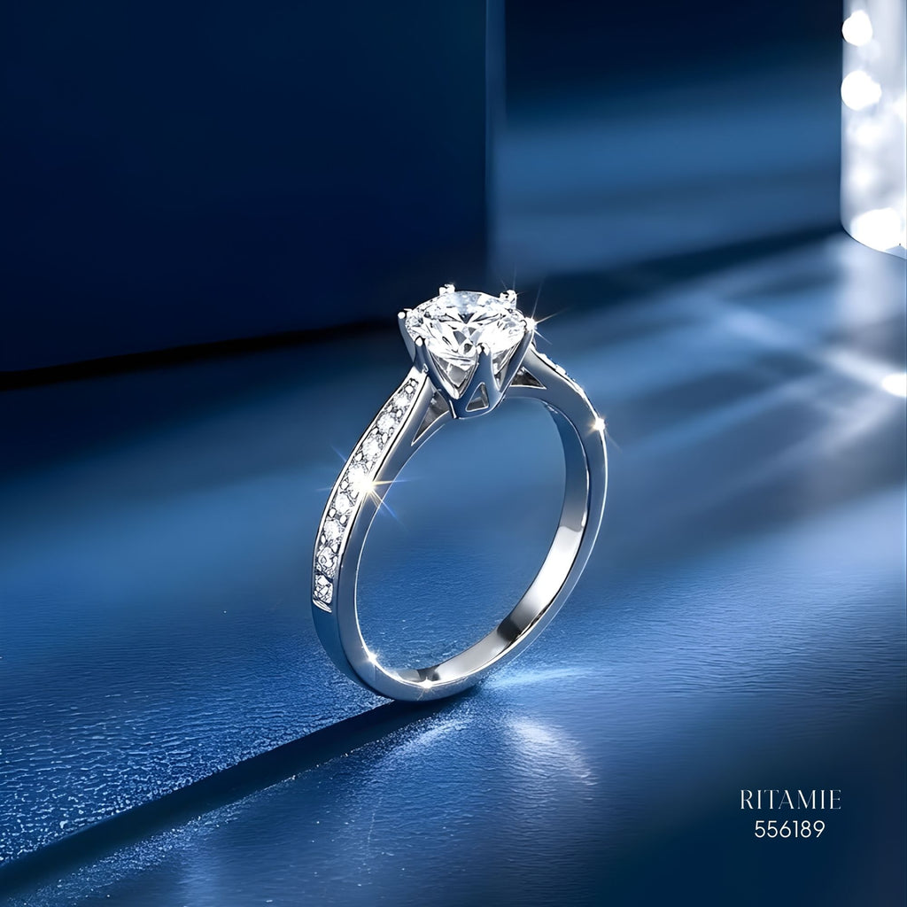 Classic Six-Prong Pav? Moissanite Ring 556189
