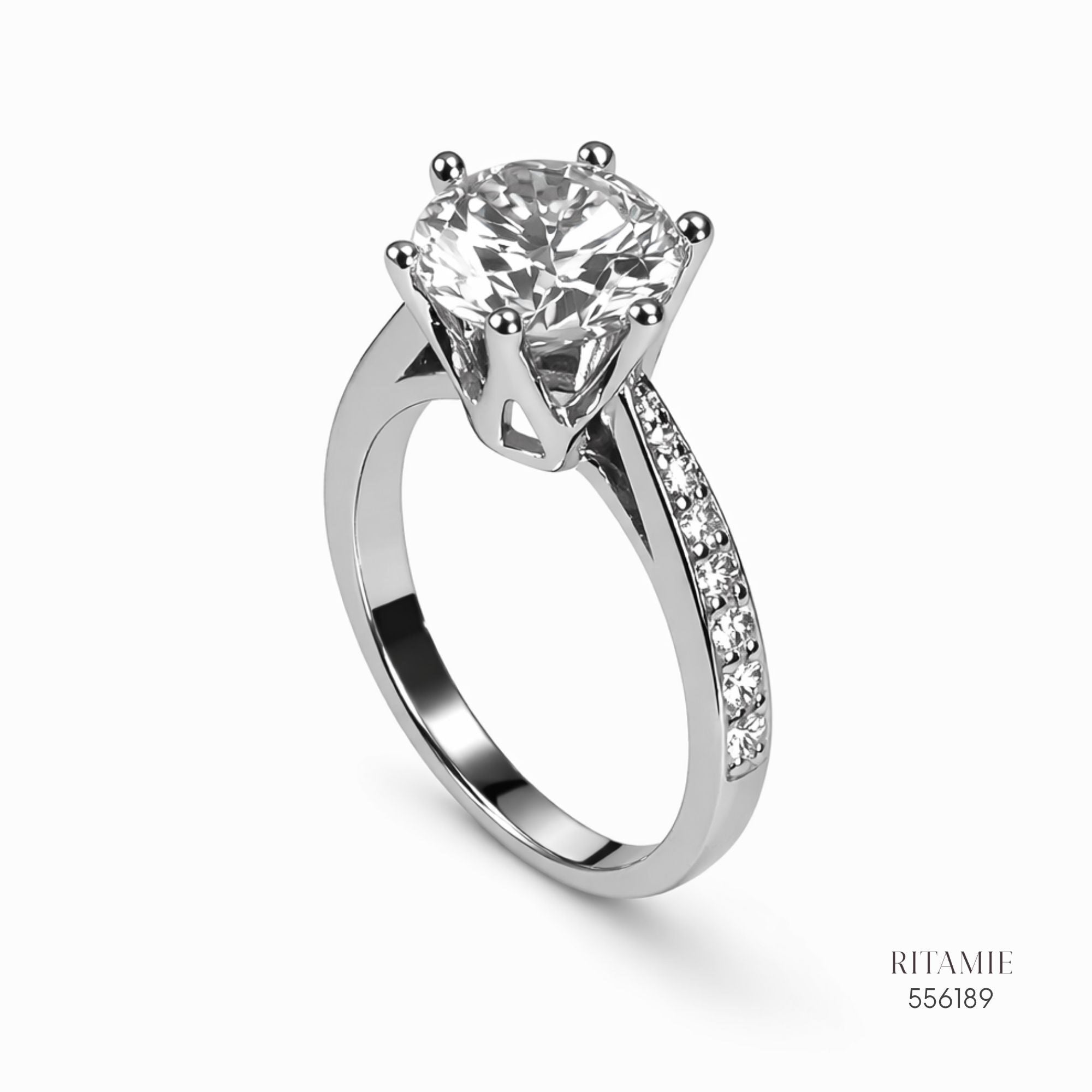 Classic Six-Prong Pav? Moissanite Ring 556189