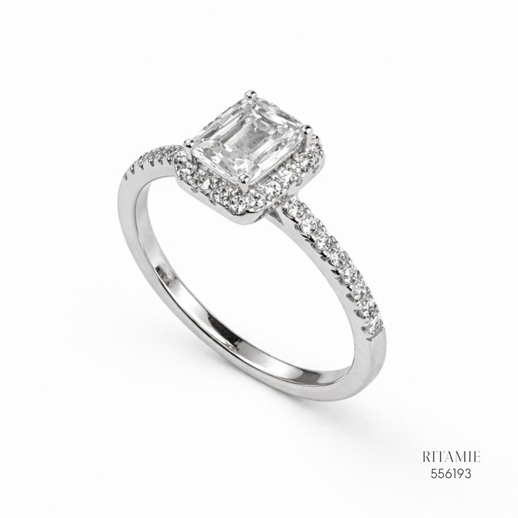 Emerald Halo Pav? Moissanite Ring 556193