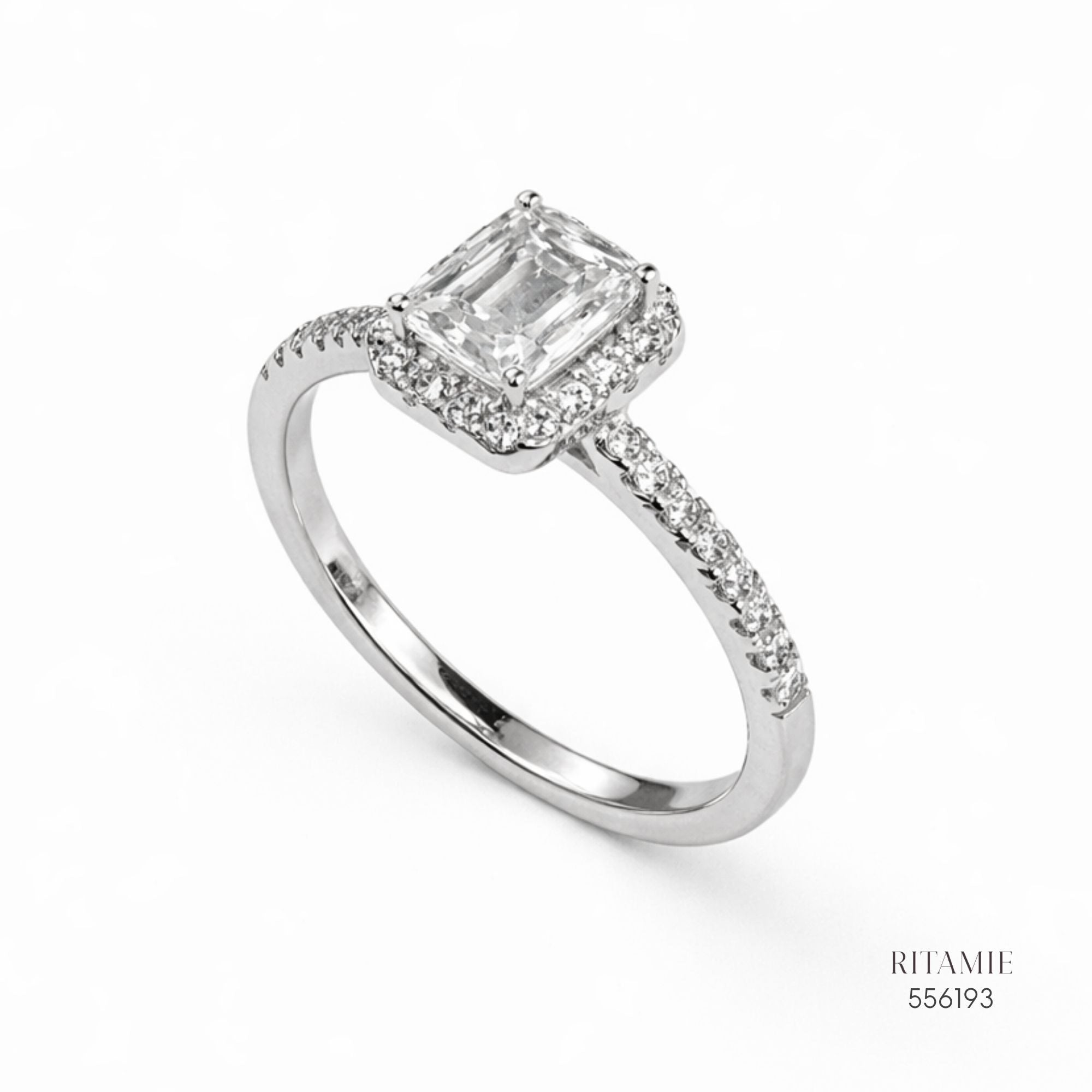Emerald Halo Pav? Moissanite Ring 556193