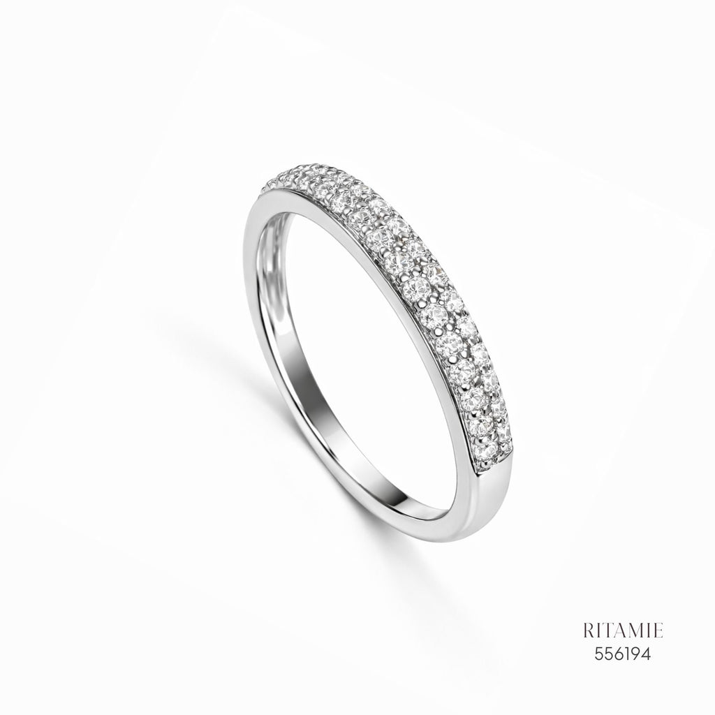 Double-Row Radiance Moissanite Silver Ring 556194