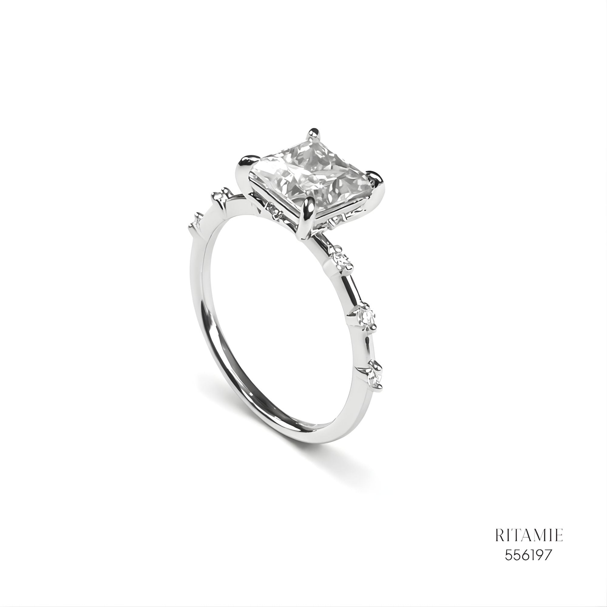 Princess Bubble Moissanite Silver Ring 556197