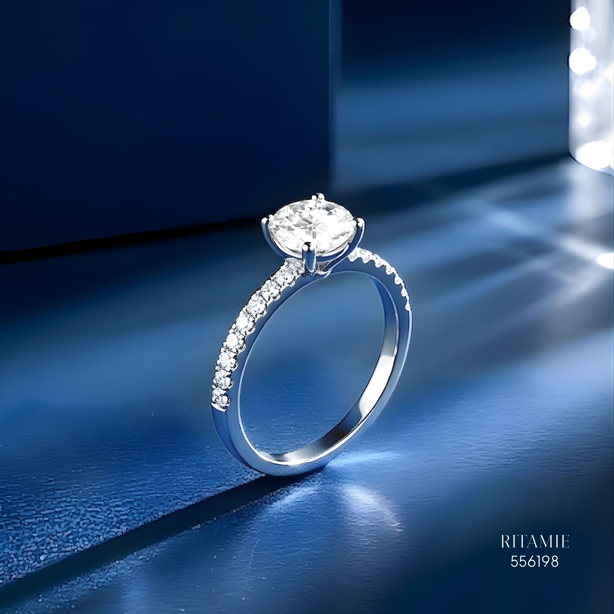 Classic Pav? Solitaire Moissanite Silver Ring 556198