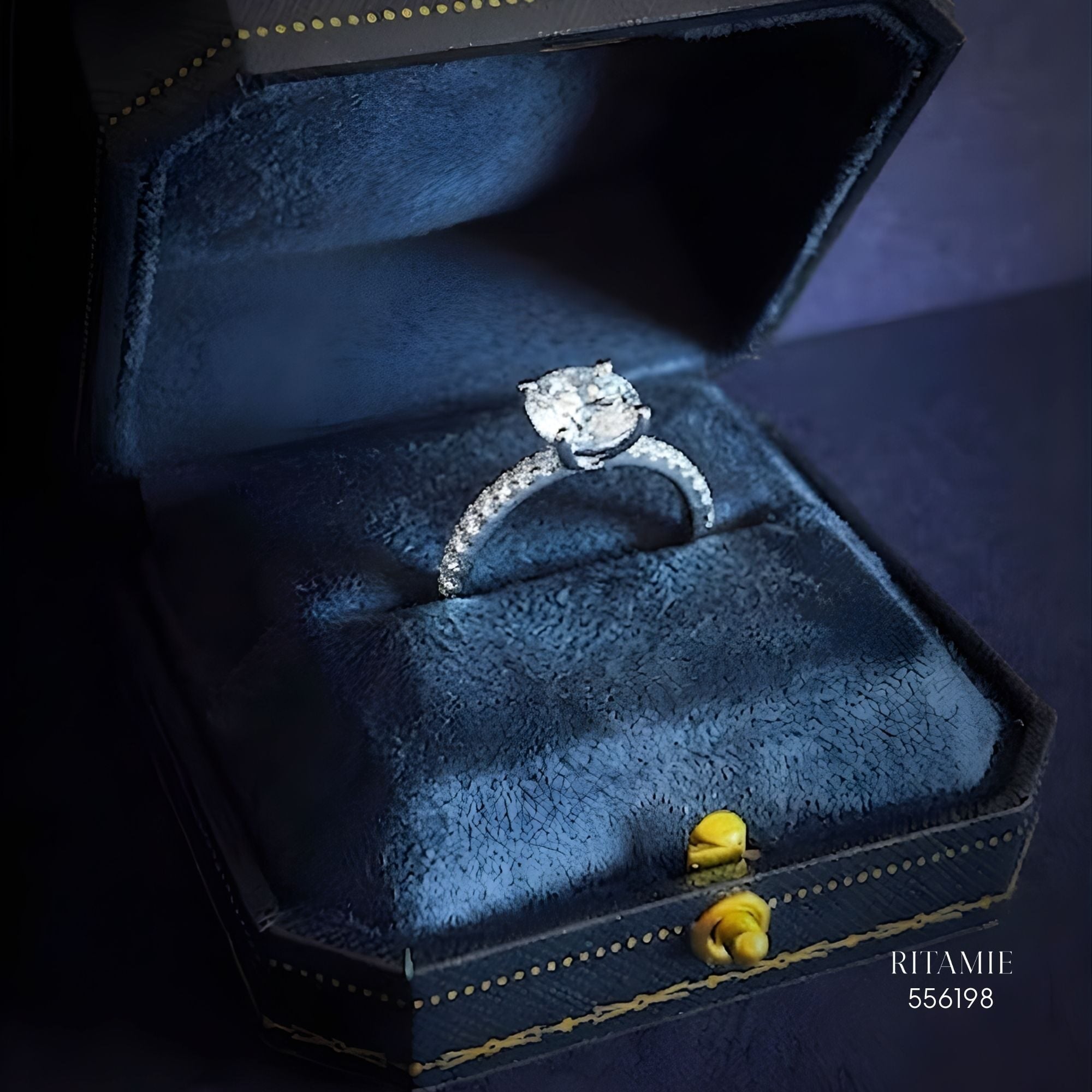 Classic Pav? Solitaire Moissanite Silver Ring 556198