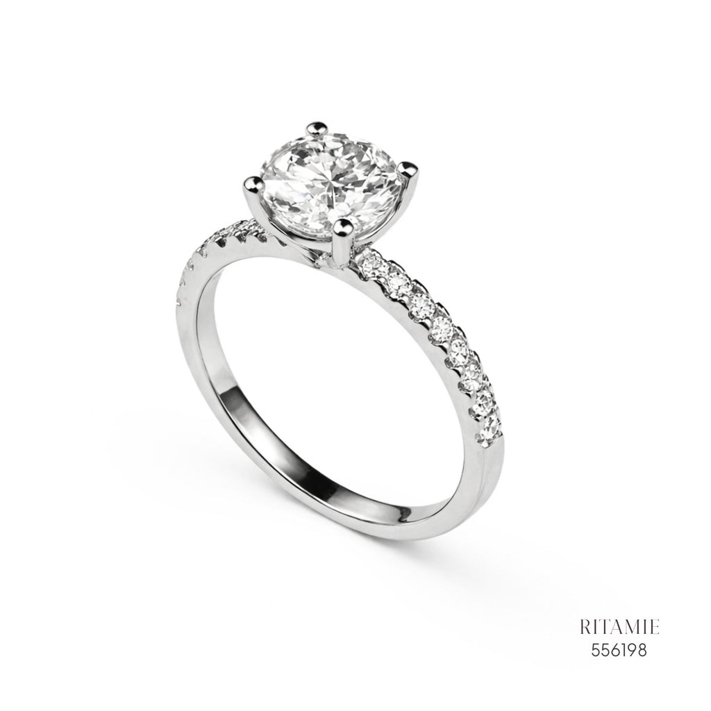 Classic Pav? Solitaire Moissanite Silver Ring 556198