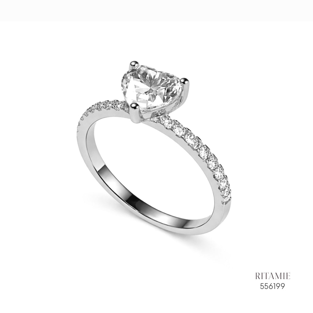 Heart Pav? Moissanite Silver Ring 556199