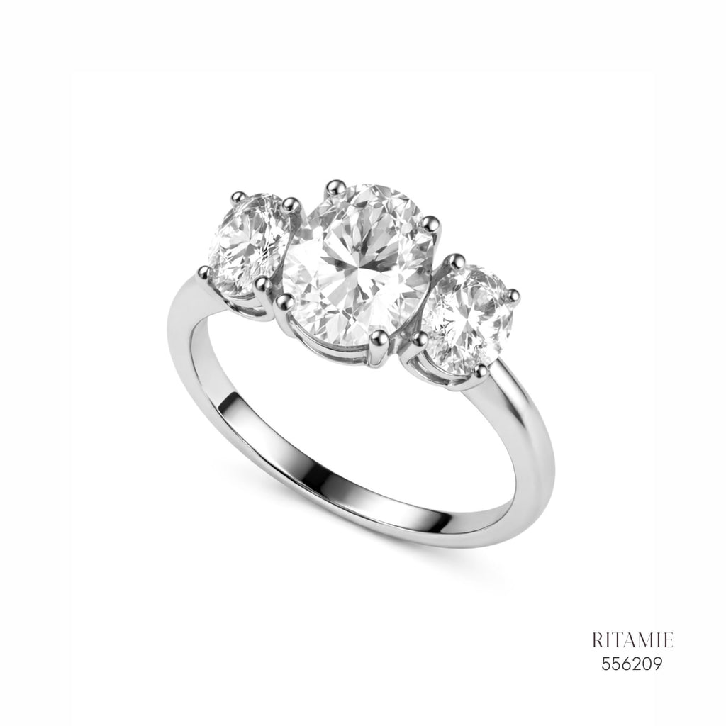 Triple Oval Silver Moissanite Silver Ring 556209