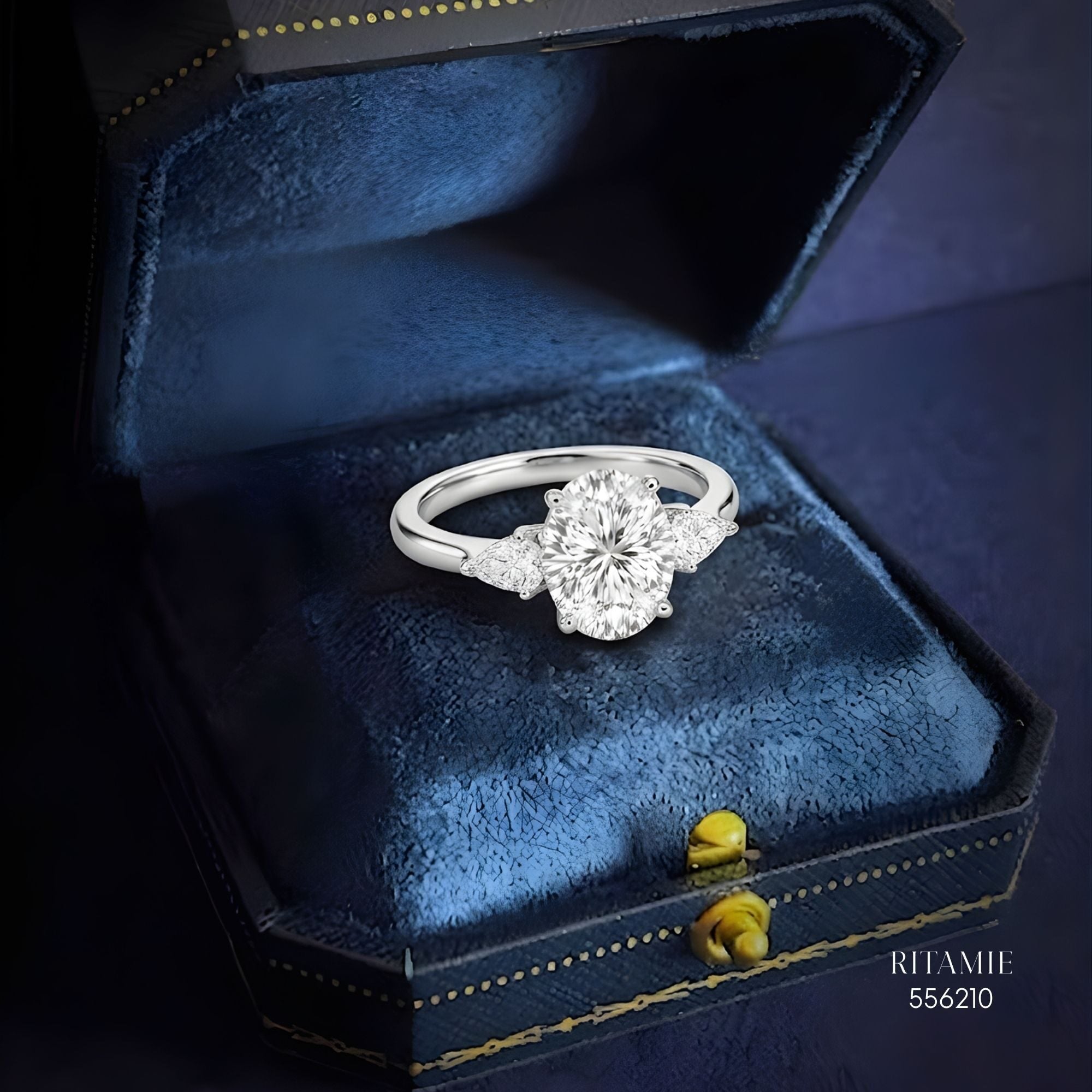 Oval Pear Three-Stone Moissanite Ring 556210