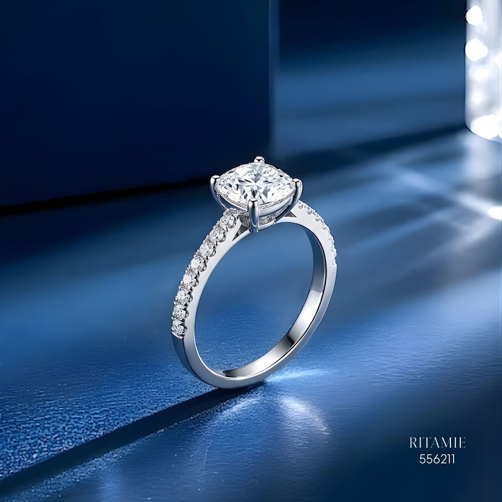 Cushion Pav? Moissanite Silver Ring 556211