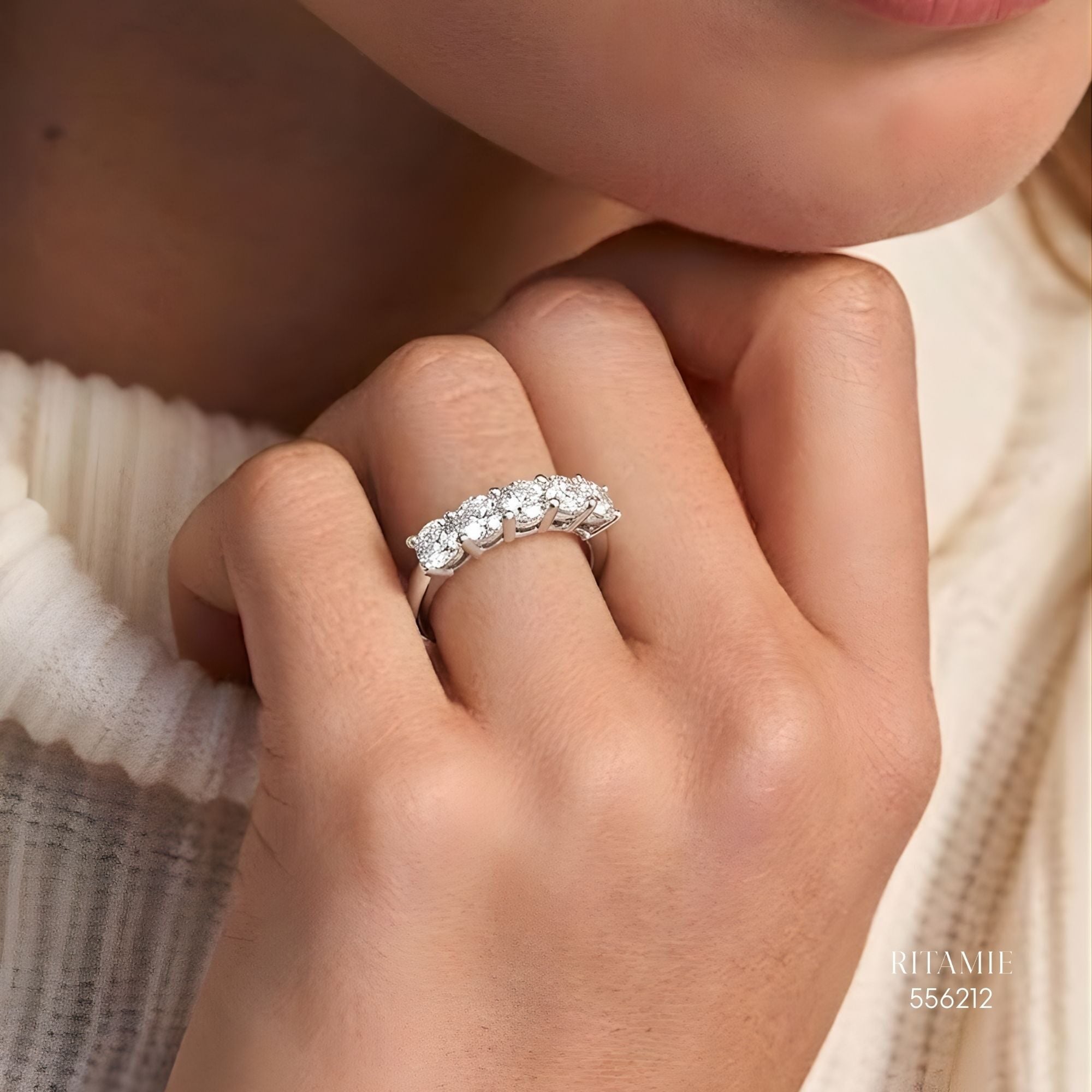 Eternal Five Silver Moissanite Ring 556212