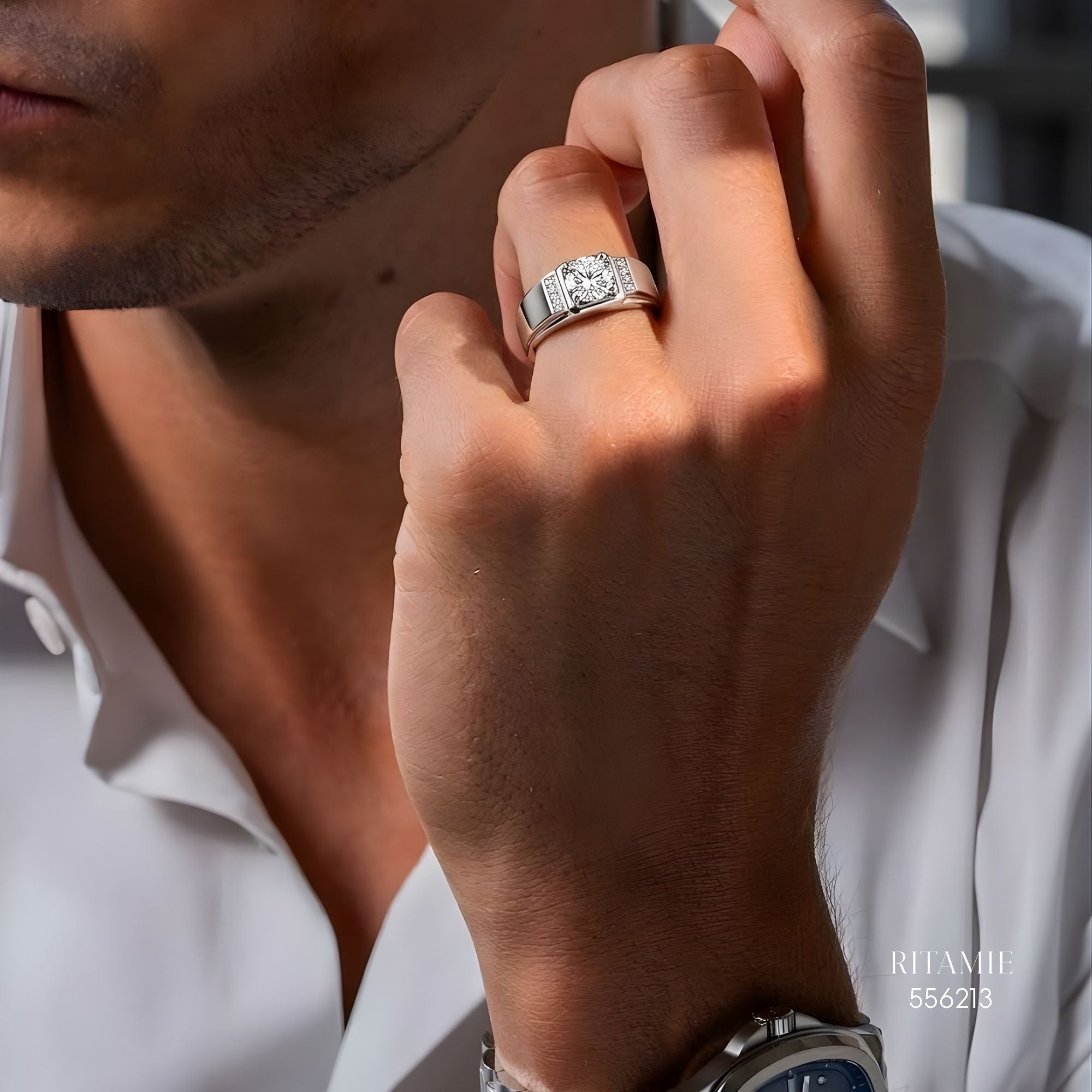 The Urban Sovereign Silver Moissanite Ring 556213