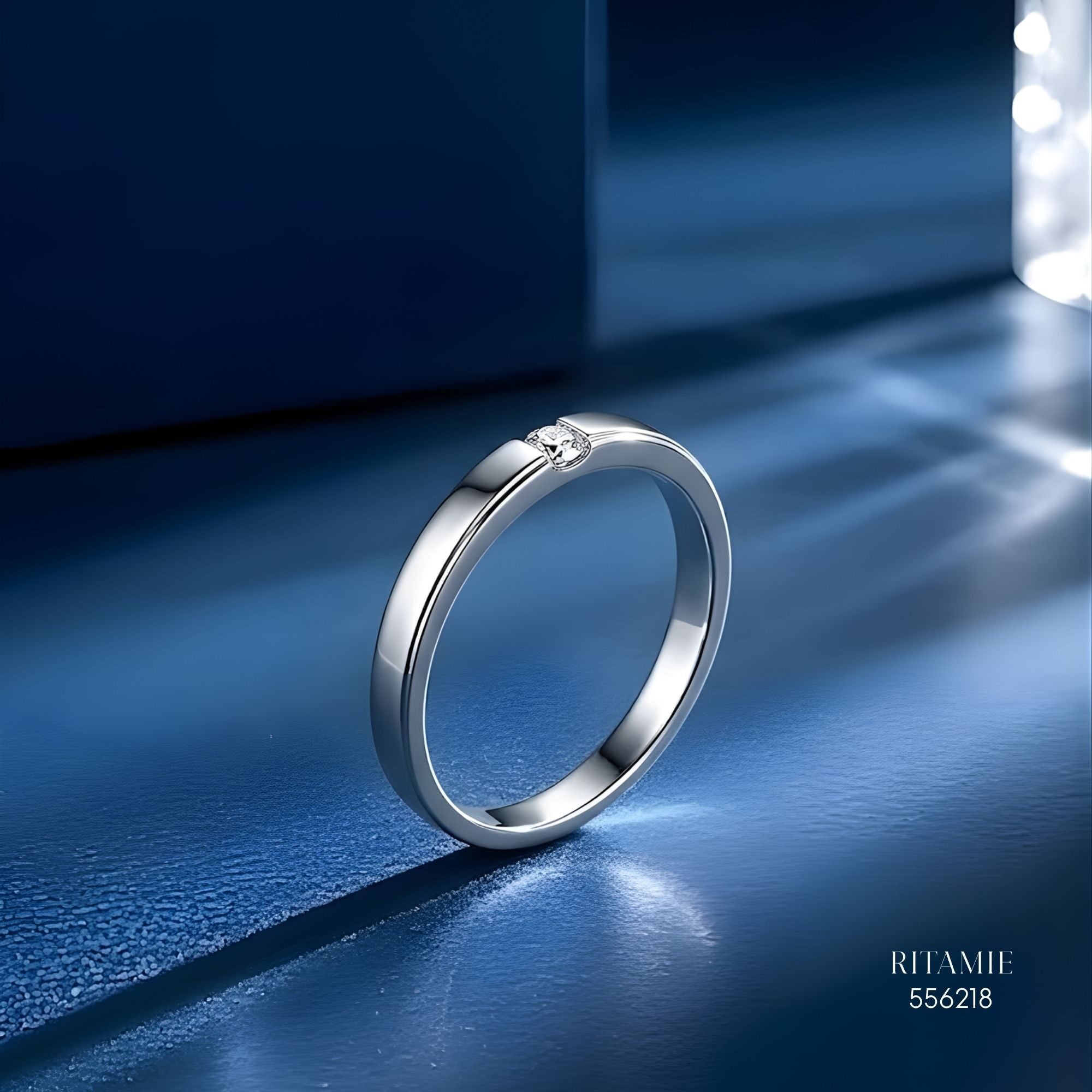 Minimalist Tension Moissanite Silver Ring 556218