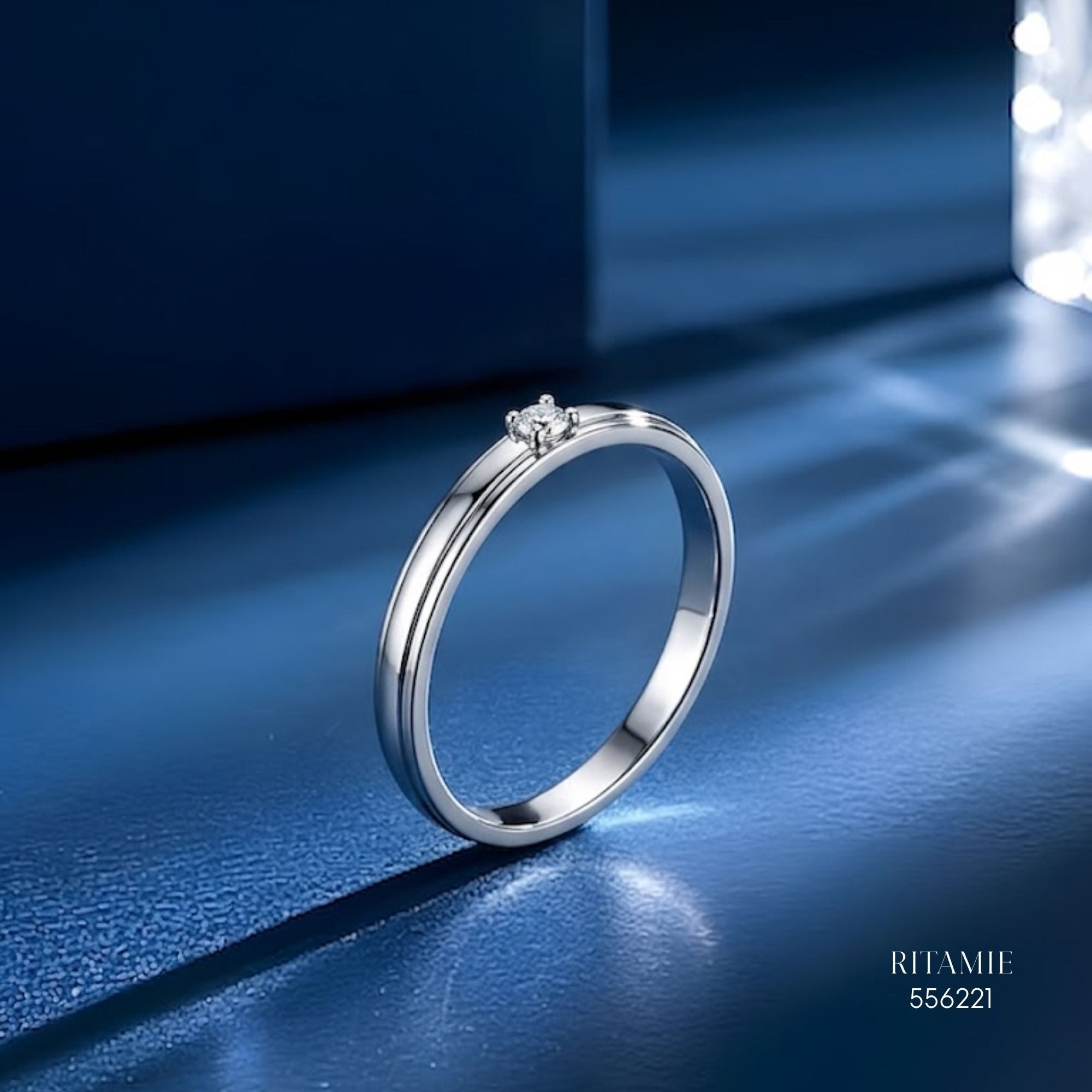 Minimalist Solitaire Silver Moissanite Ring 556221