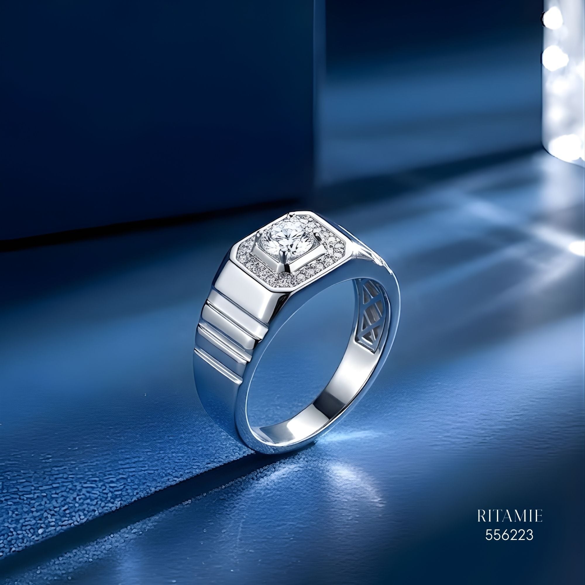 The Modern Sovereign Silver Moissanite Ring 556223