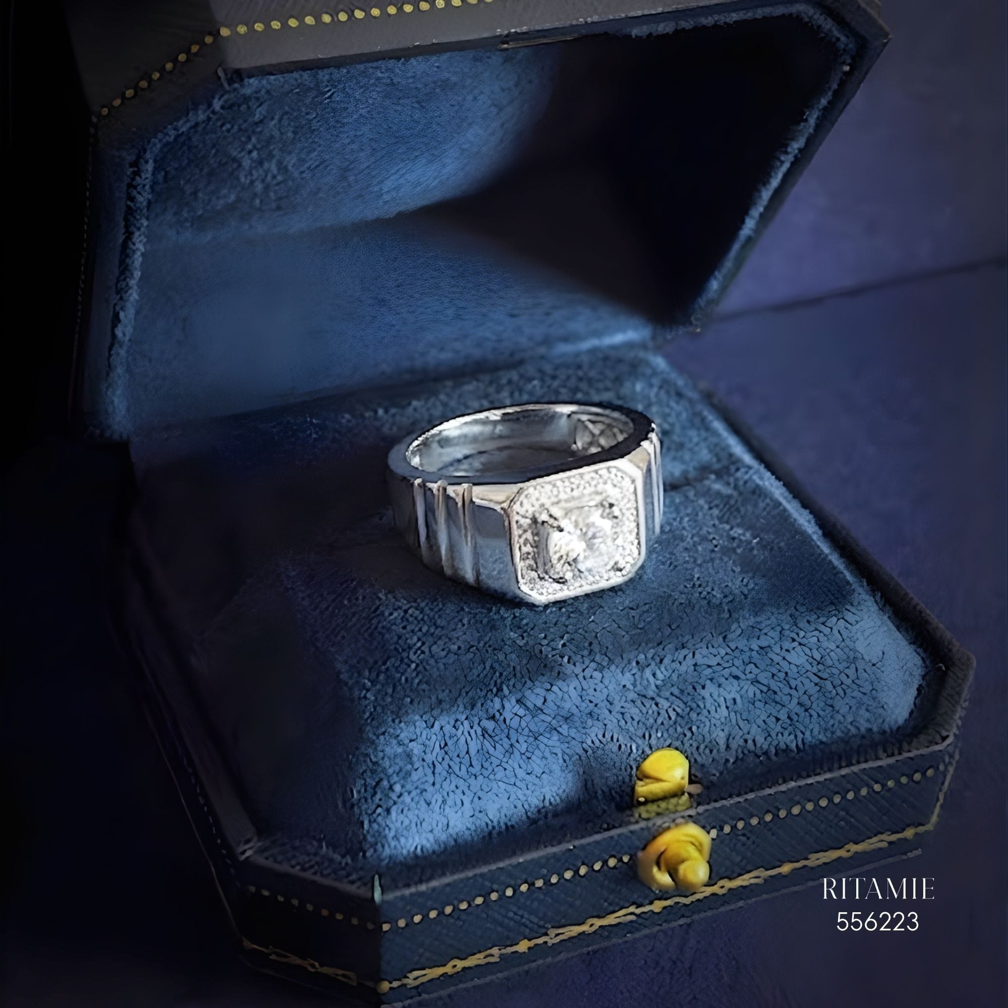 The Modern Sovereign Silver Moissanite Ring 556223