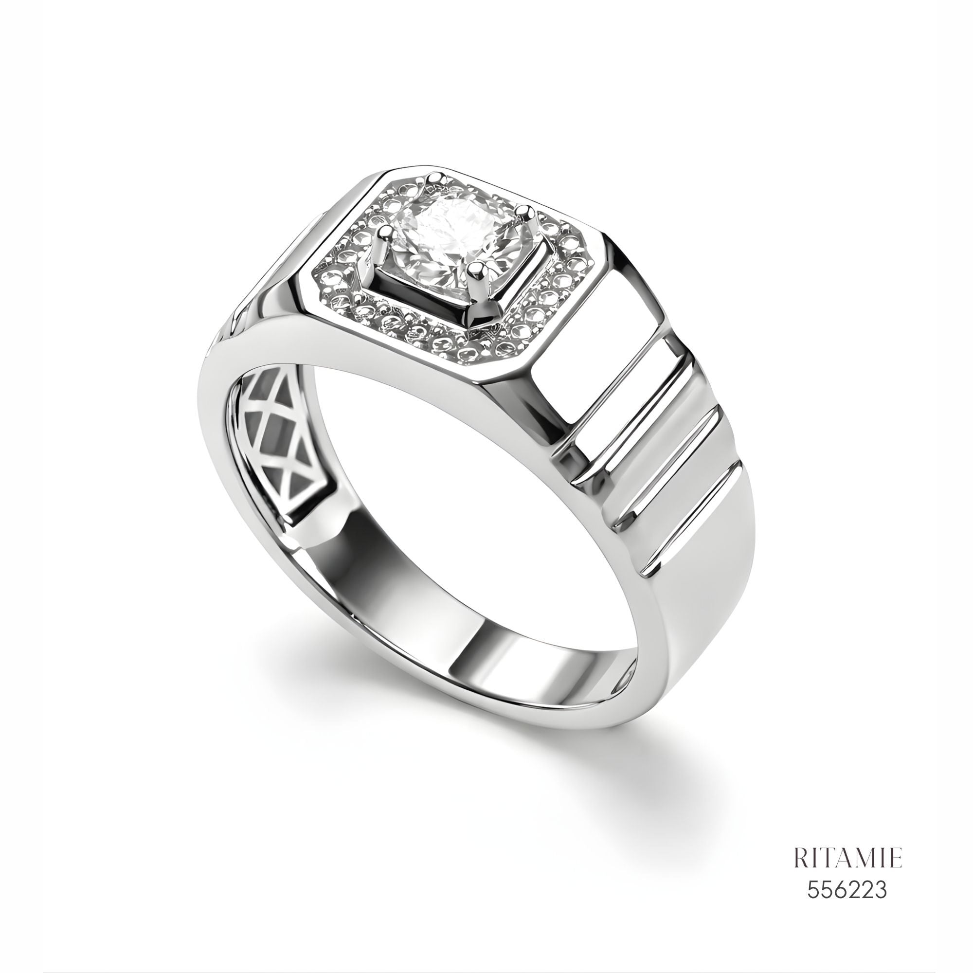 The Modern Sovereign Silver Moissanite Ring 556223