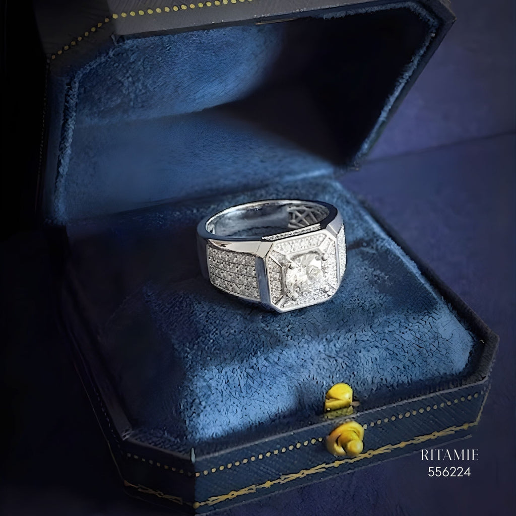The Grand Sovereign Silver Moissanite Ring 556224