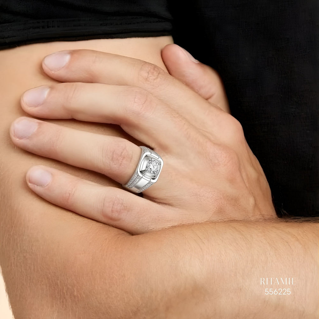 The Urban Sovereign Silver Moissanite Ring 556225