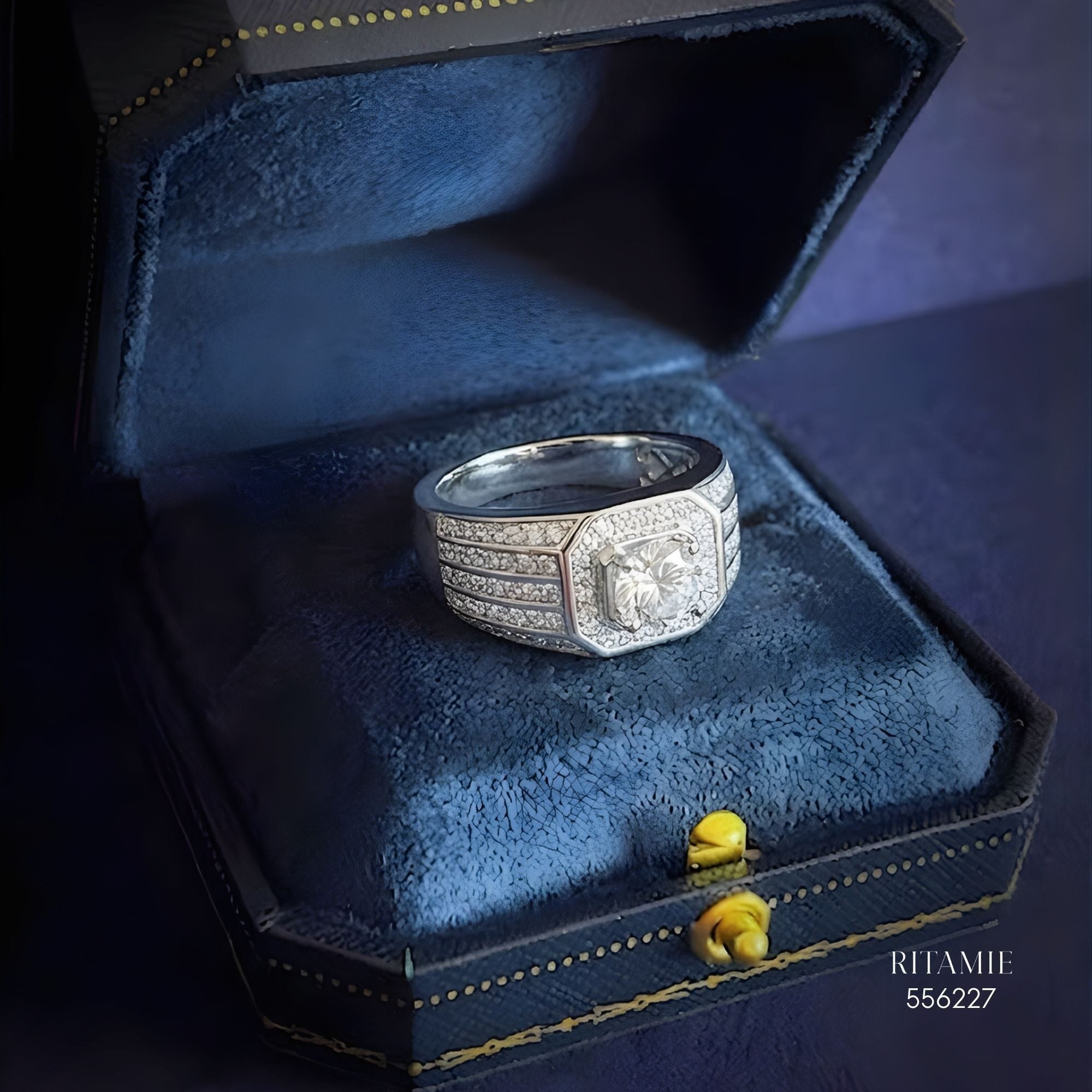 The Sovereign Radiant Silver Moissanite Ring 556227