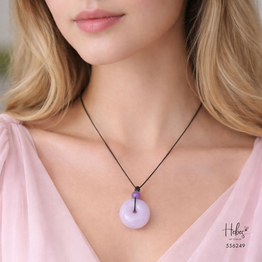 Lavender Myanmar Jadeite Donut Pendant 556249