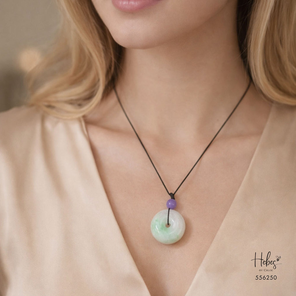 Floating Yang Green Myanmar Jadeite Donut Pendant 556250