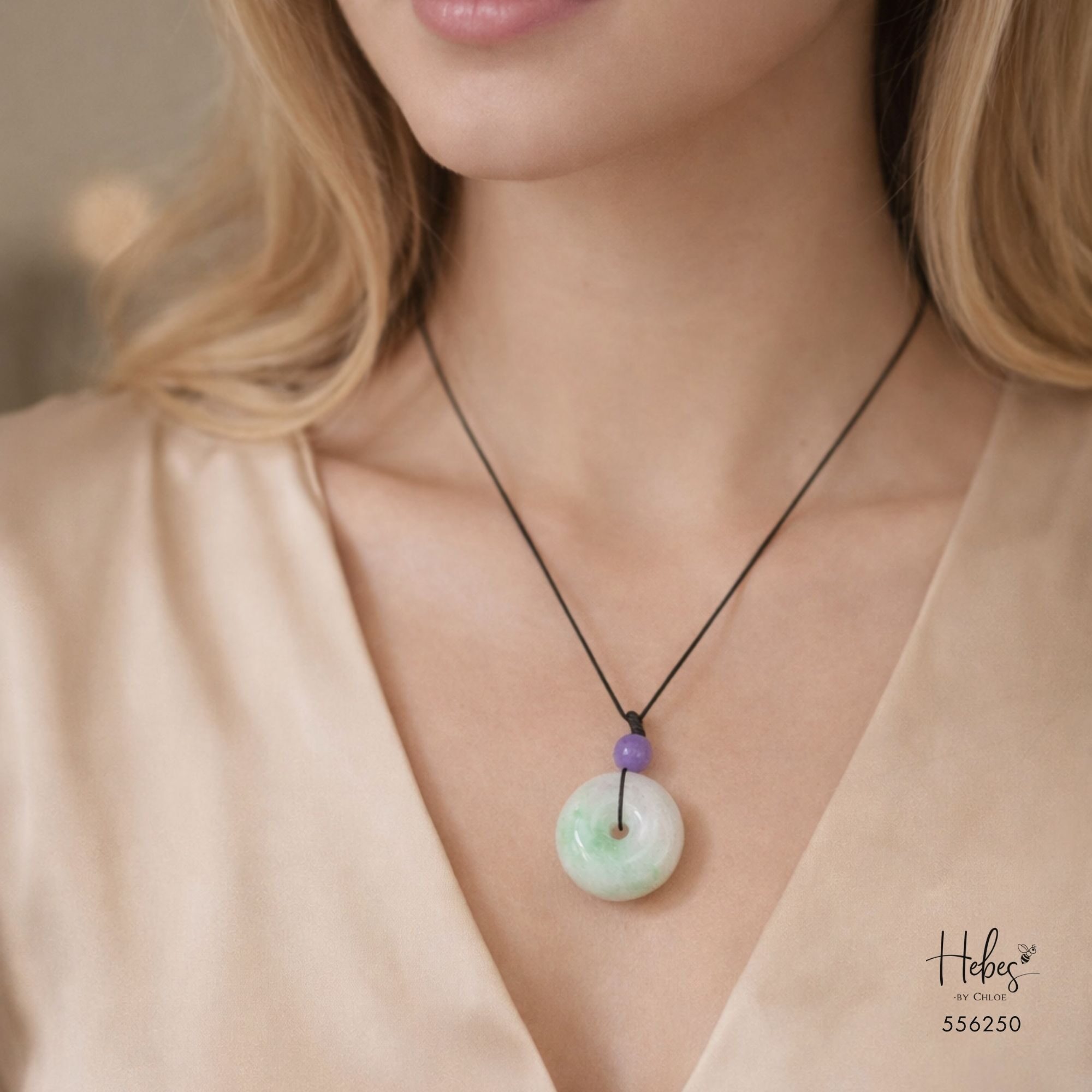 Floating Yang Green Myanmar Jadeite Donut Pendant 556250