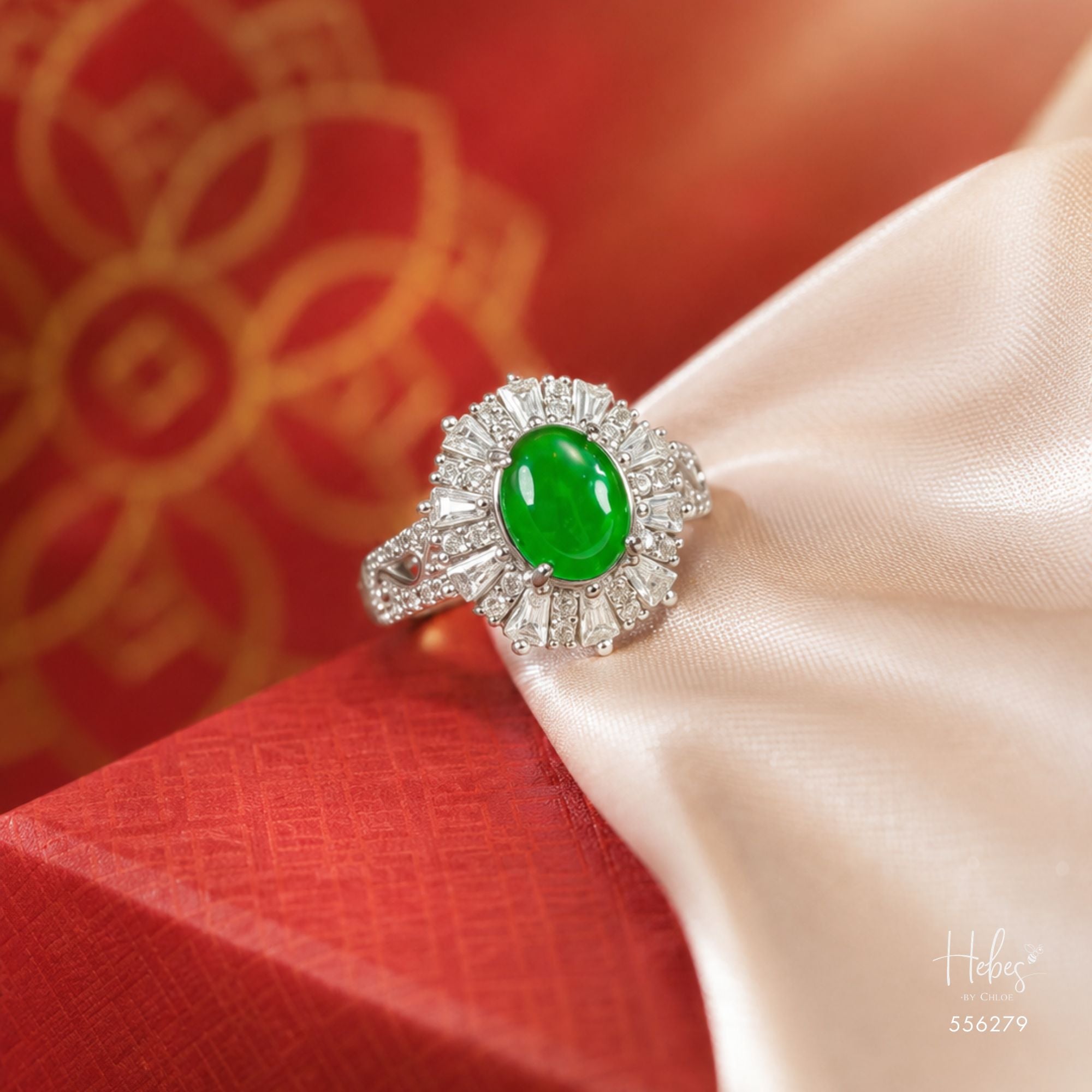 Type A Jadeite Vintage Crown Halo Ring 556279