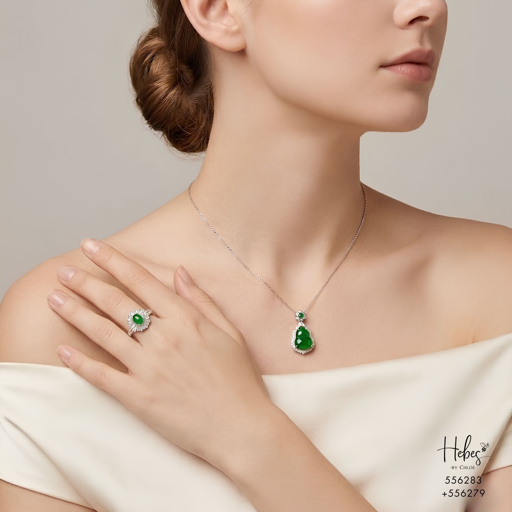 Type A Jadeite Vintage Crown Halo Ring 556279