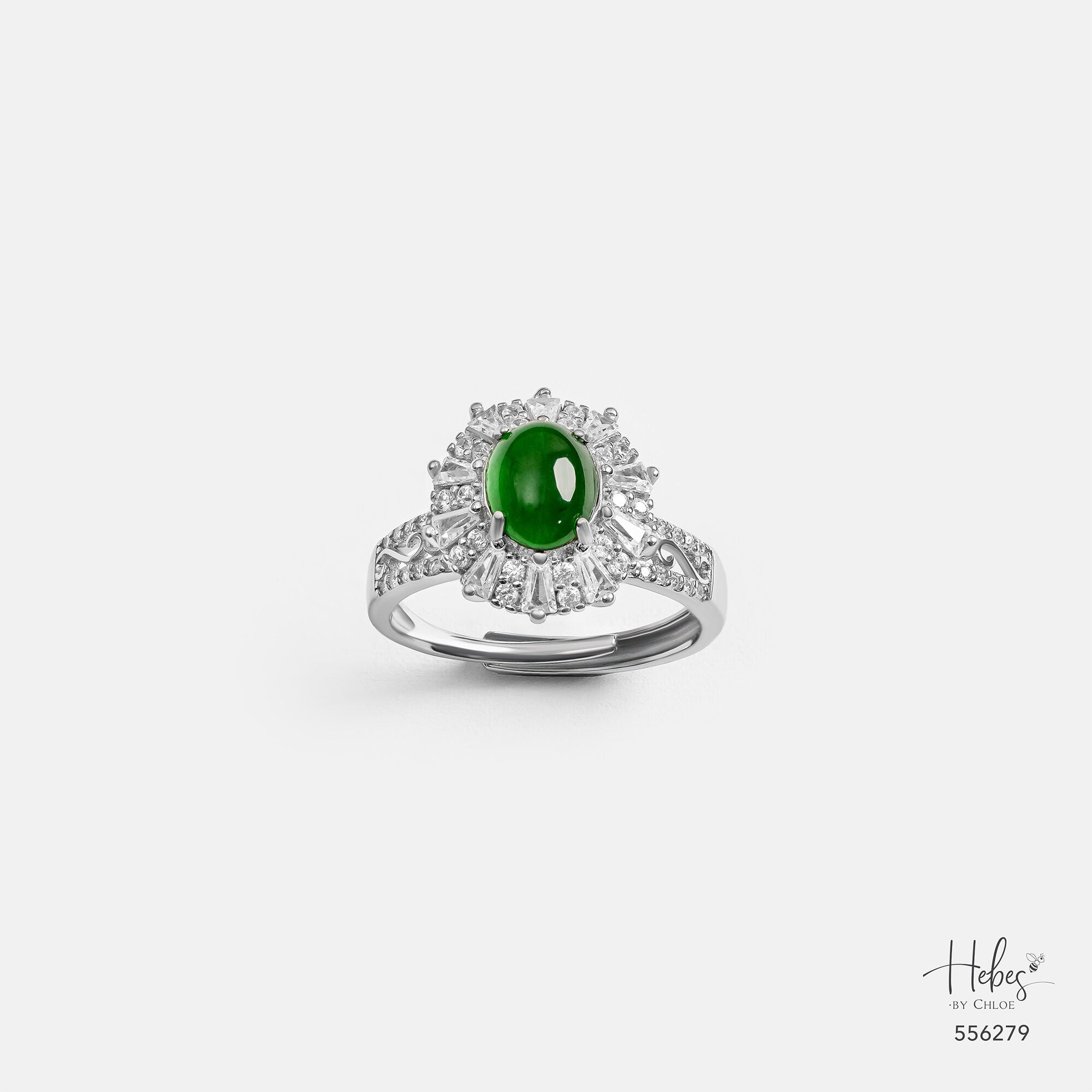 Type A Jadeite Vintage Crown Halo Ring 556279