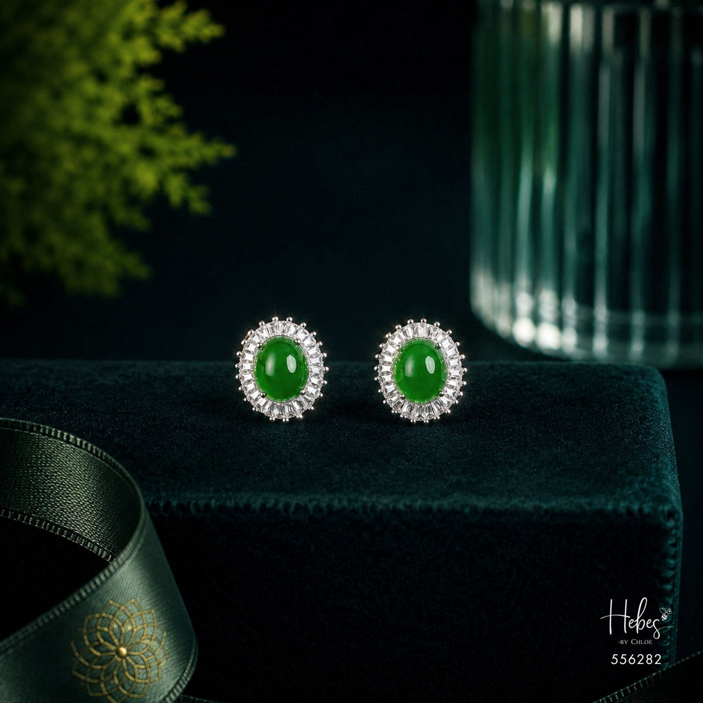 Premium Type A Jadeite Halo Earrings 556282