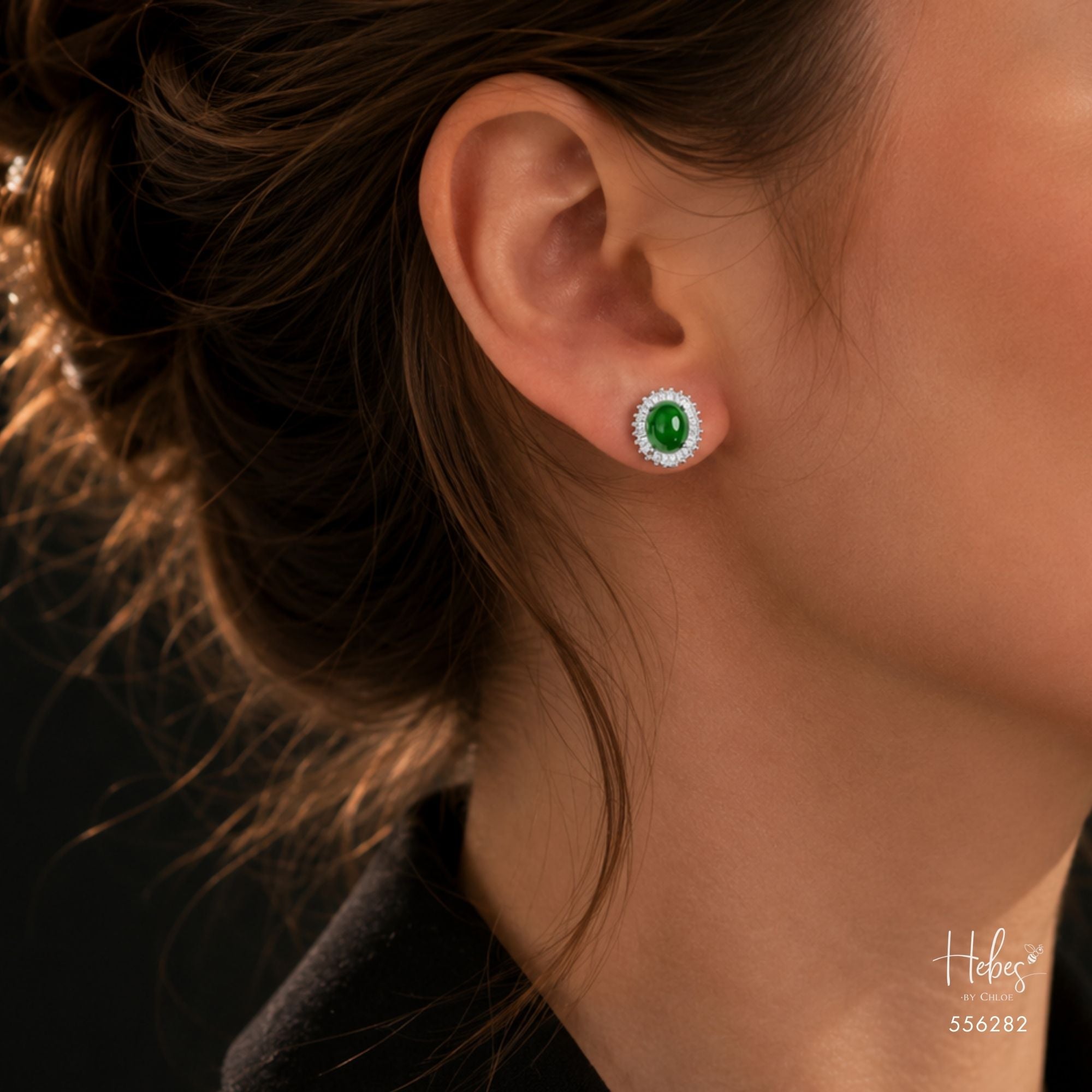 Premium Type A Jadeite Halo Earrings 556282