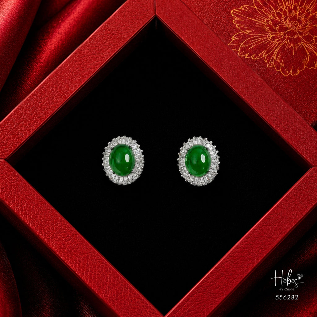 Premium Type A Jadeite Halo Earrings 556282