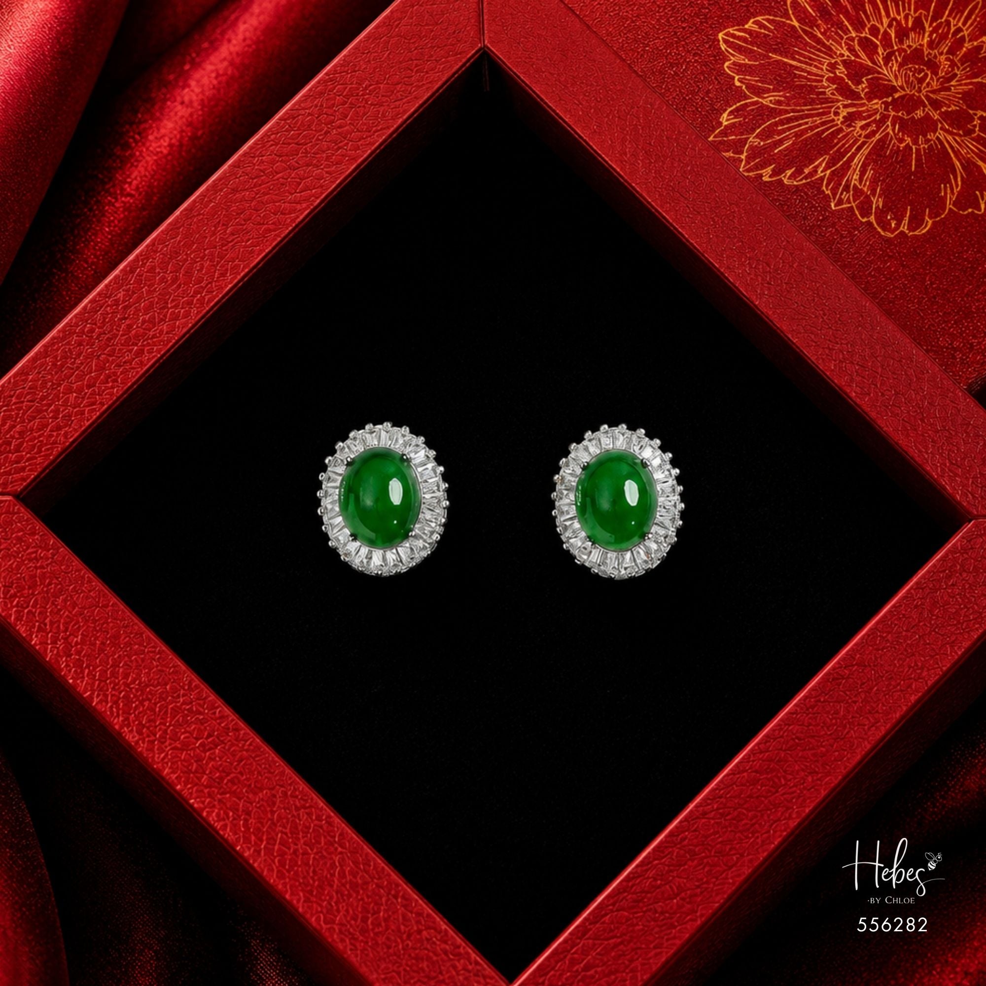 Premium Type A Jadeite Halo Earrings 556282