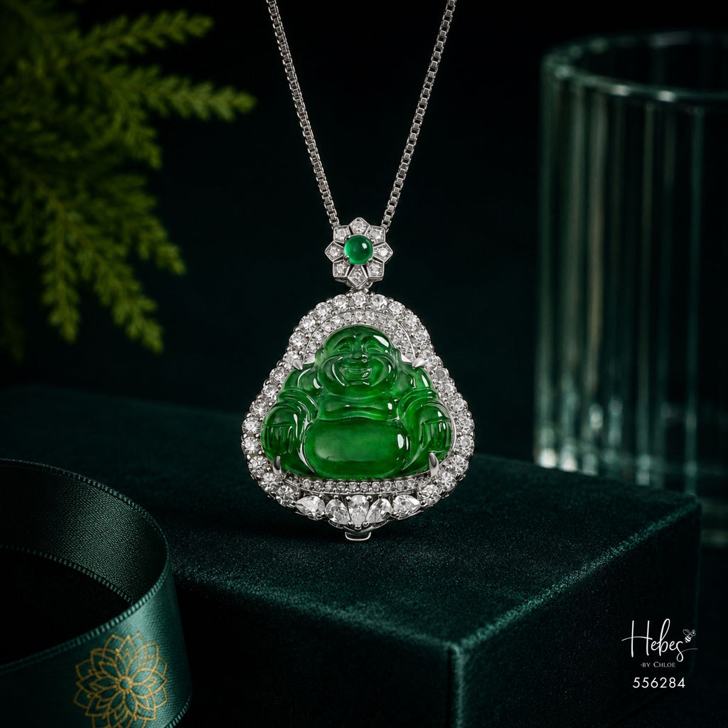  Type A Jadeite Laughing Buddha Pendant 556284