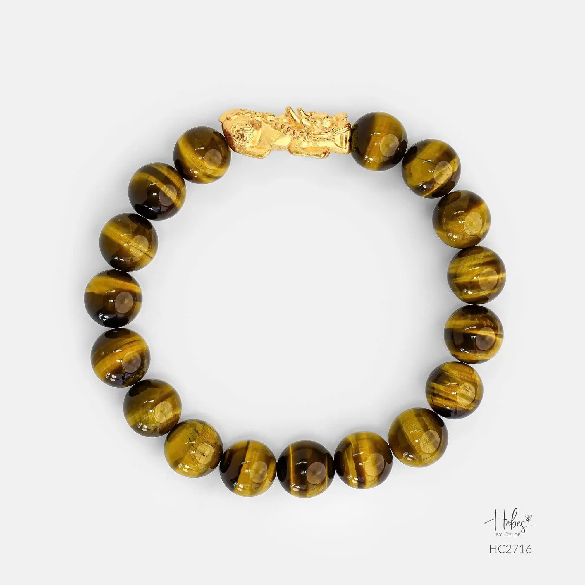 24K Gold Pixiu Yellow Tiger Eye Bracelet (10mm) 992716