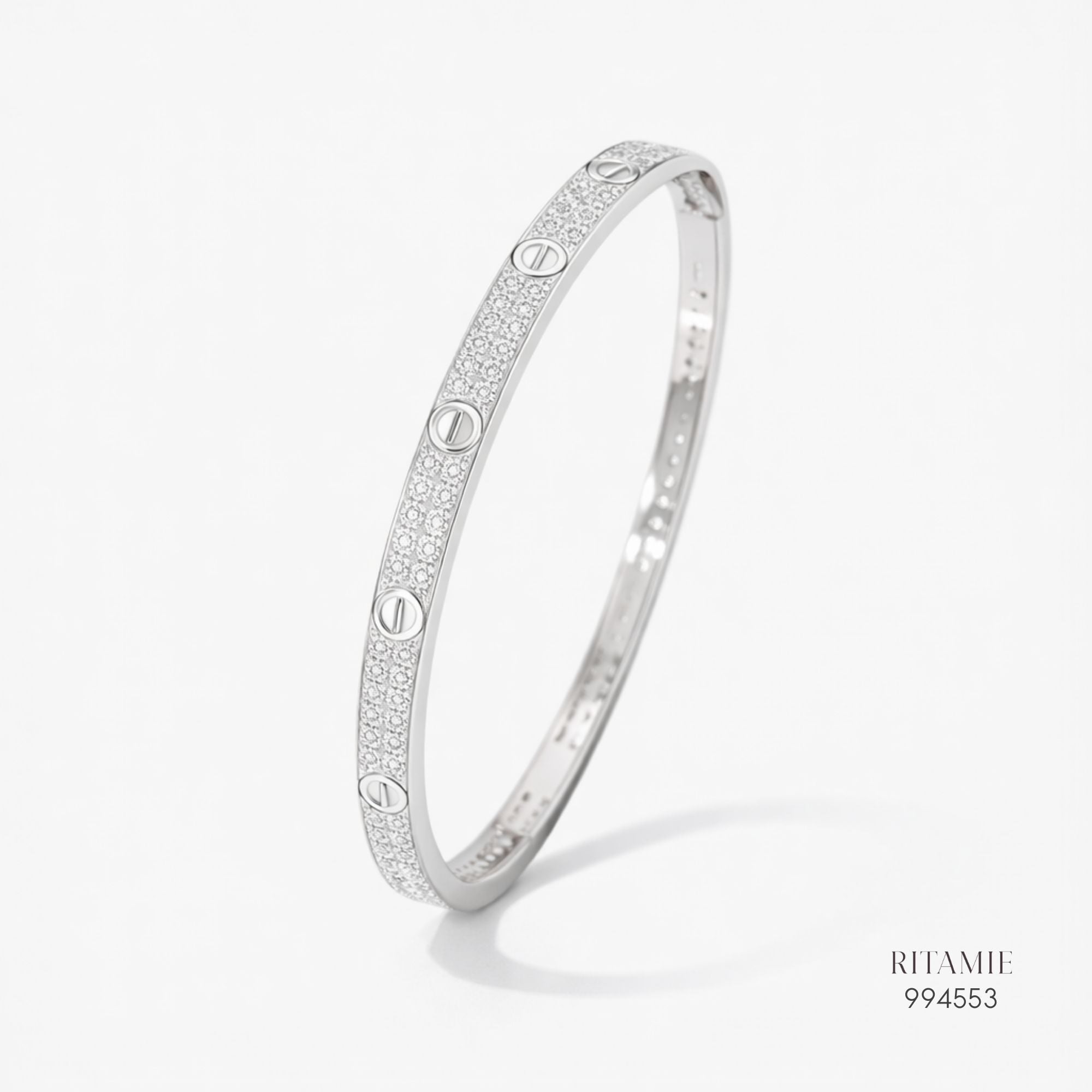 The Iconic Pav? Moissanite Silver Bangle 994553