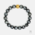 Gold Vermeil Money Ball Grey Tiger Eye Bracelet (12mm)