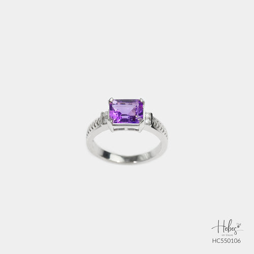 Amethyst 14K Gold Diamond Ring HC550106
