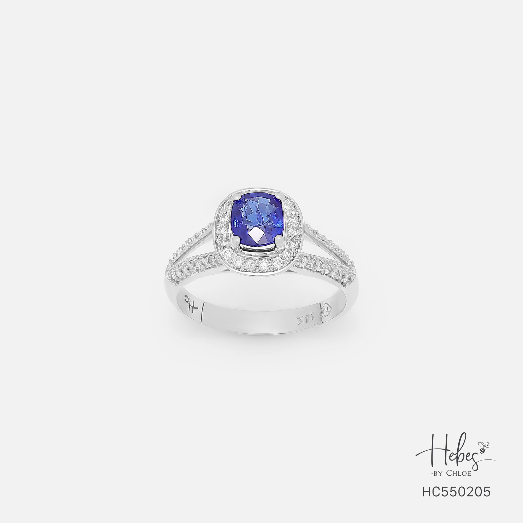 Blue Spinel 14K Gold Diamond Ring HC550205